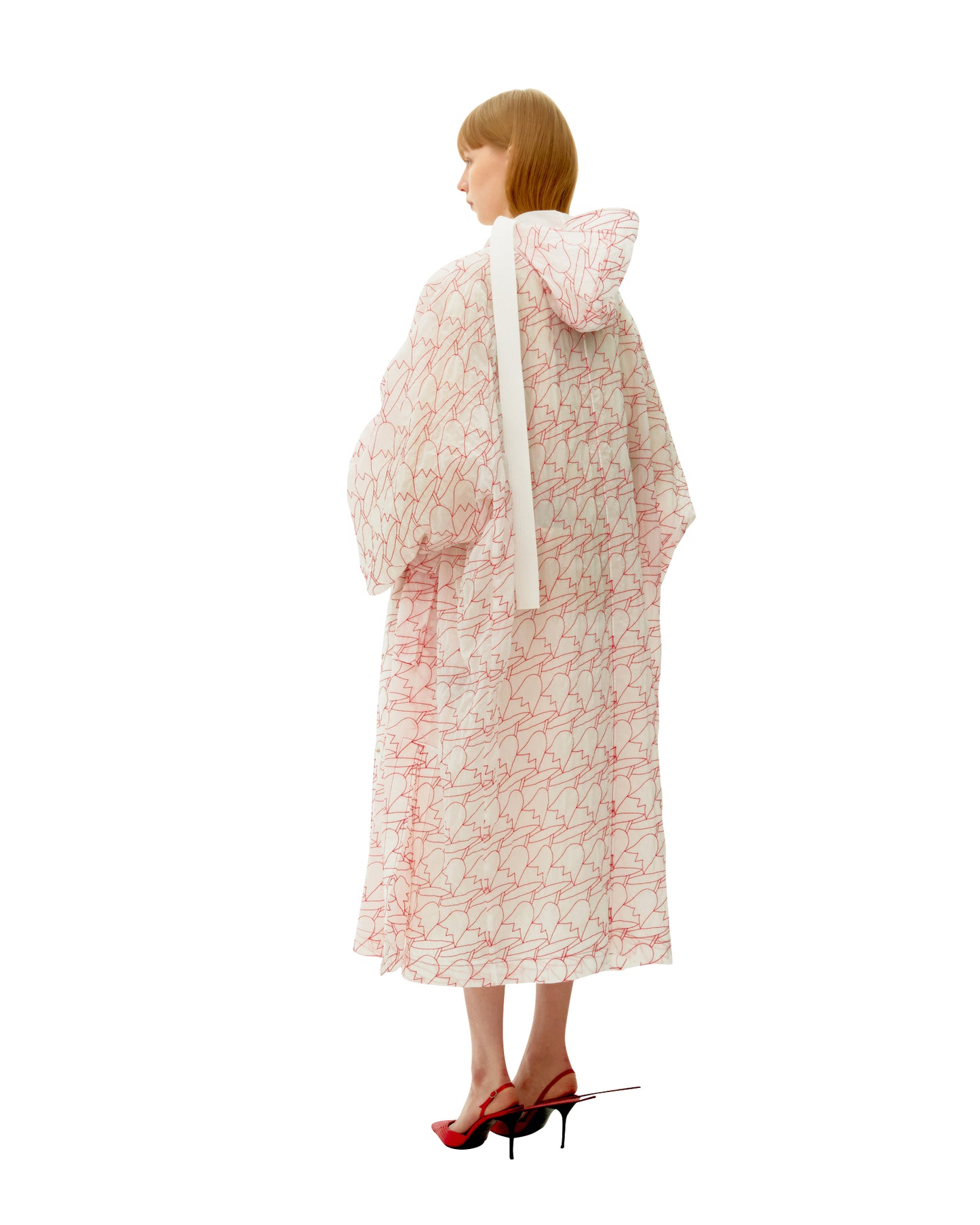 RED TULIP QUILT HOODED COAT
