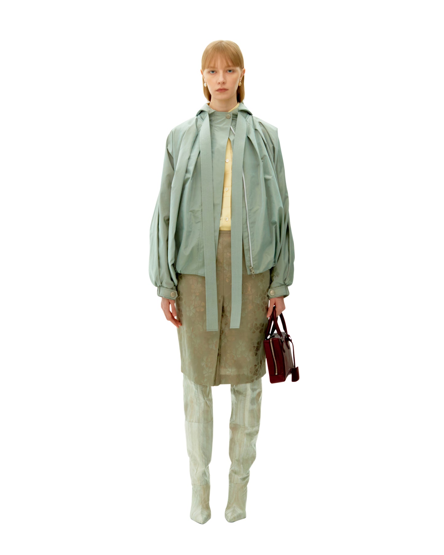 LIGHT BLUE LONG RIBBON SILK CLOUDS PARKA