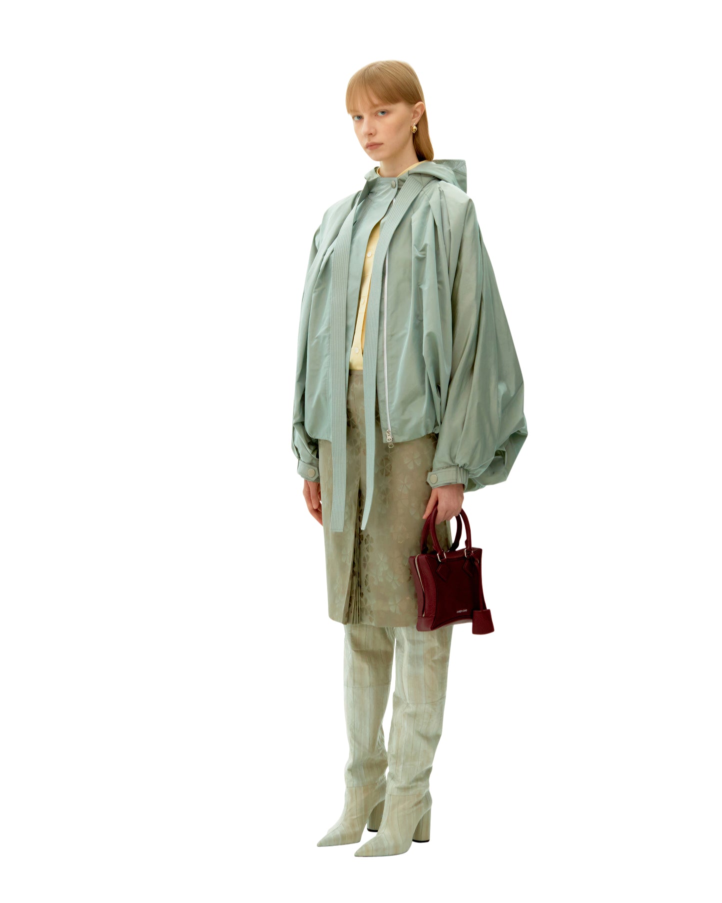 LIGHT BLUE LONG RIBBON SILK CLOUDS PARKA