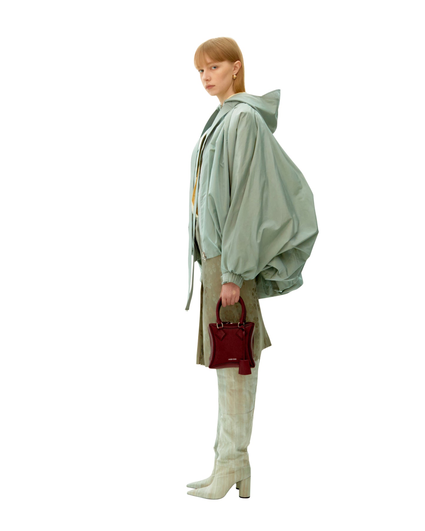 LIGHT BLUE LONG RIBBON SILK CLOUDS PARKA