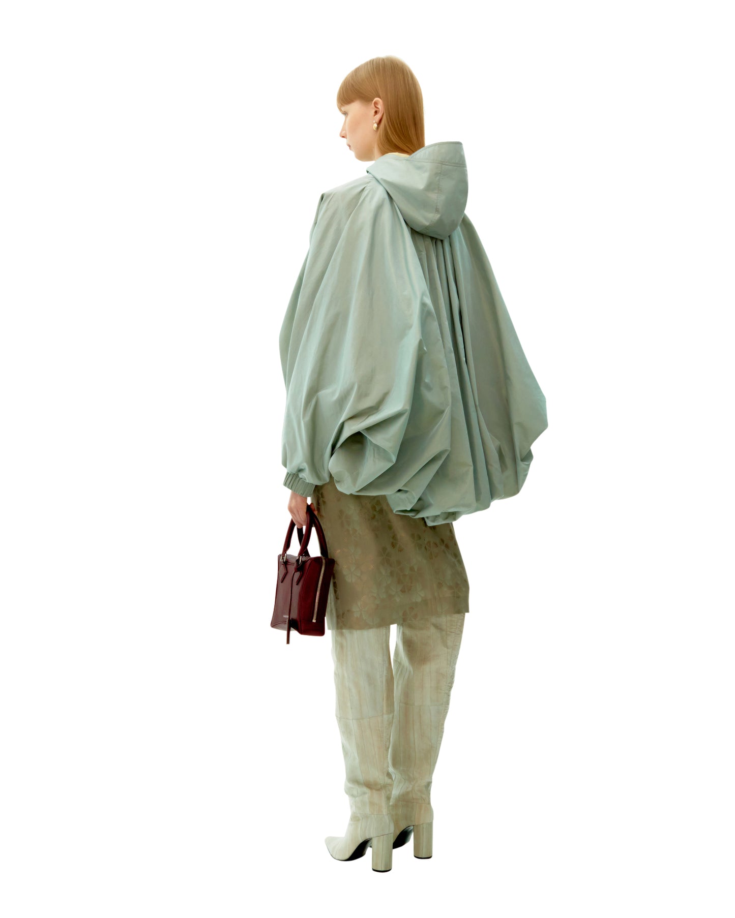LIGHT BLUE LONG RIBBON SILK CLOUDS PARKA