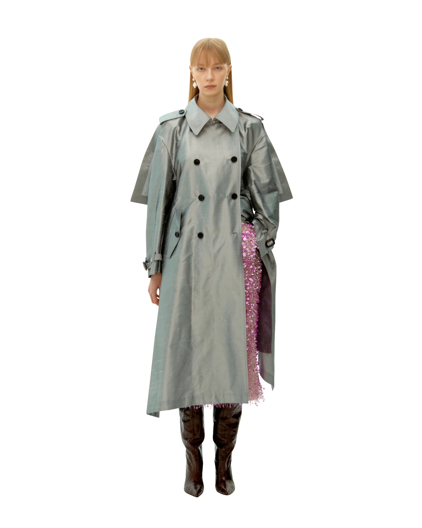 SILVER FLAG SILK COAT