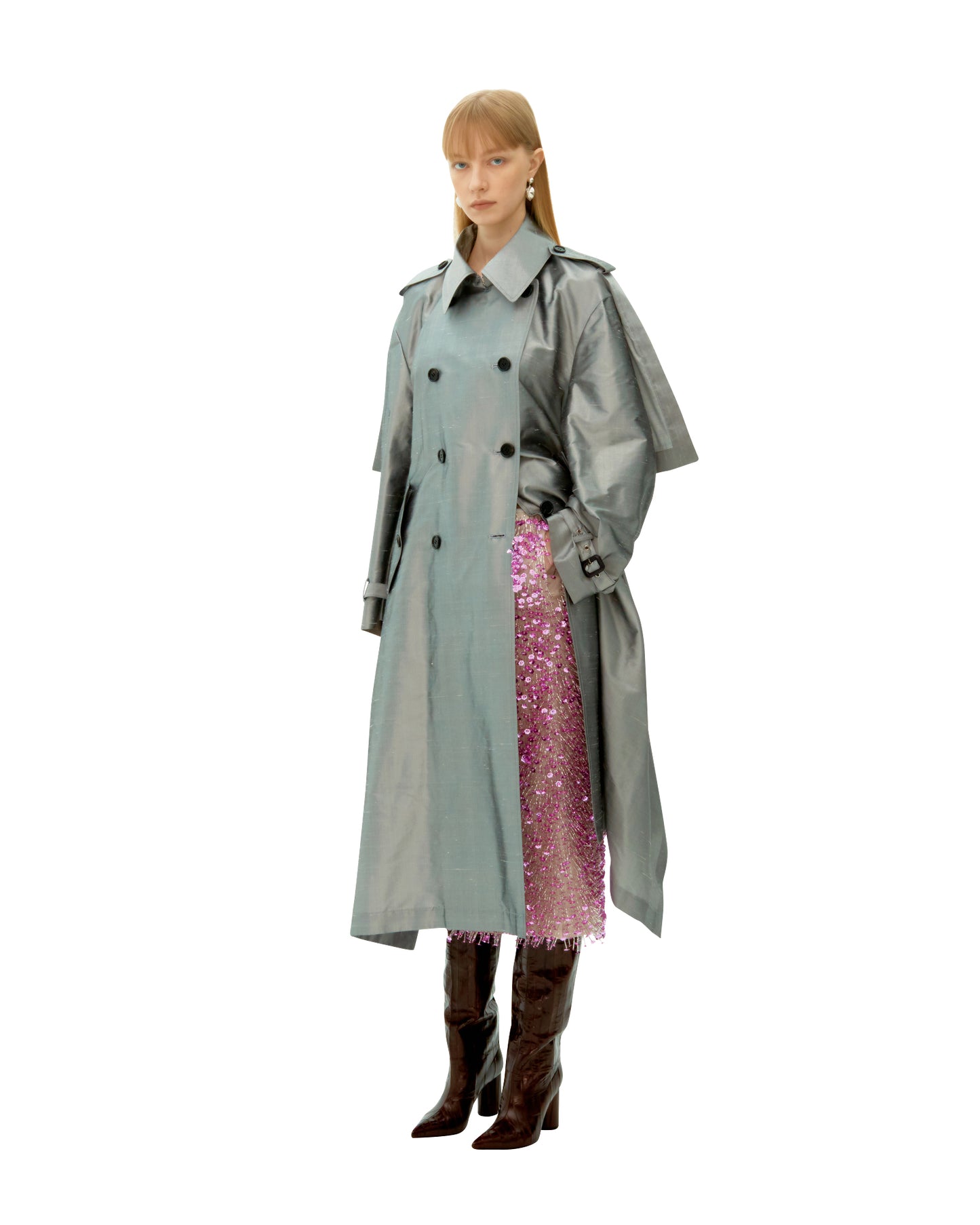 SILVER FLAG SILK COAT