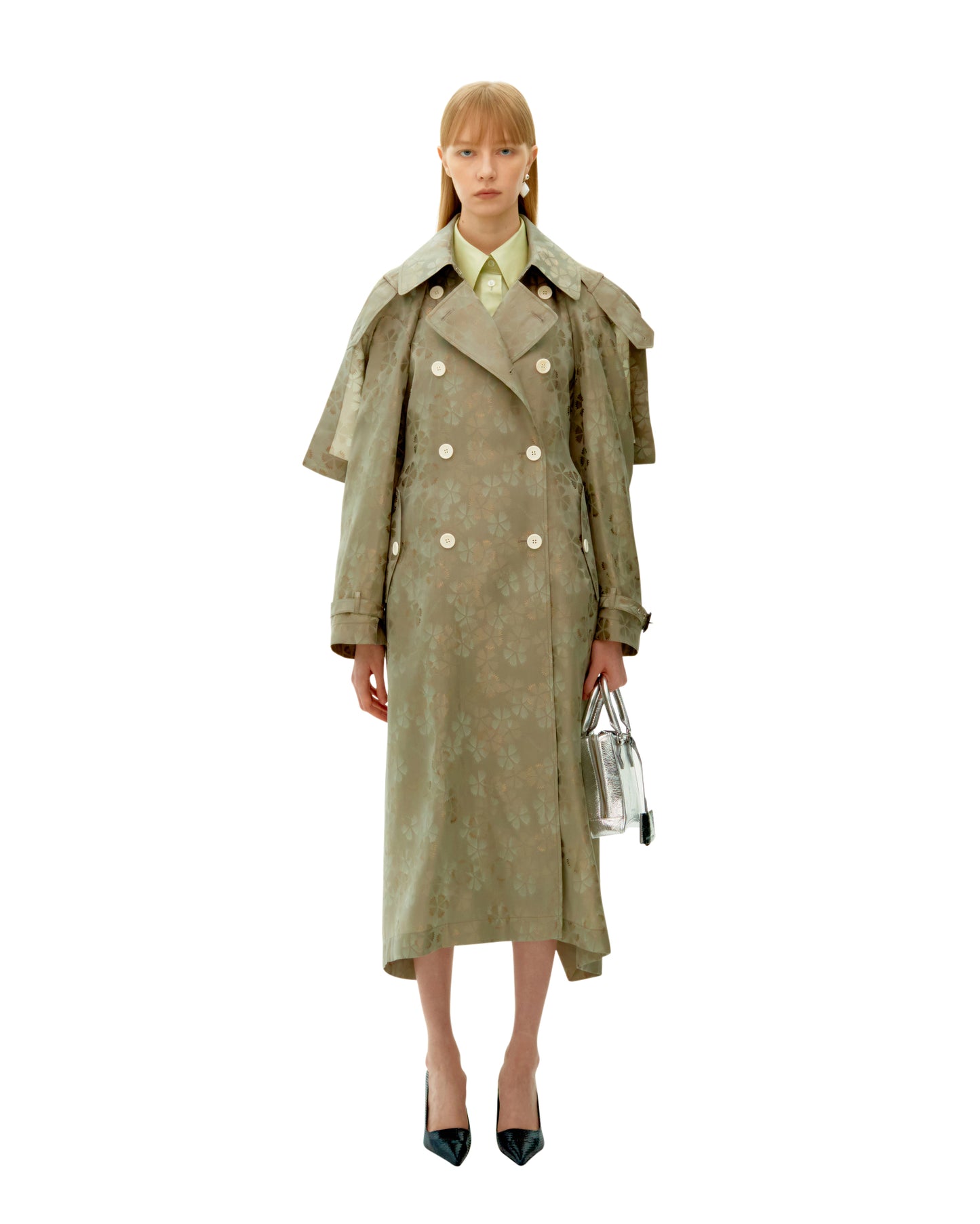 BEIGE JACQUARD FLAG COAT