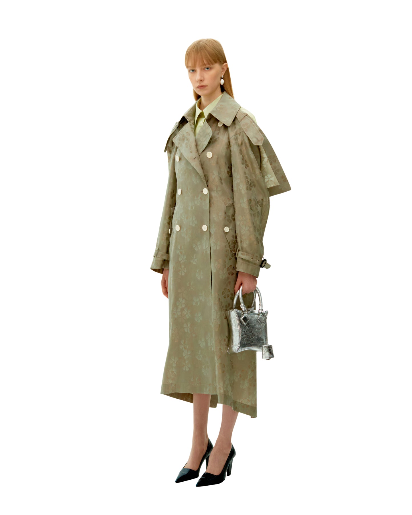 BEIGE JACQUARD FLAG COAT