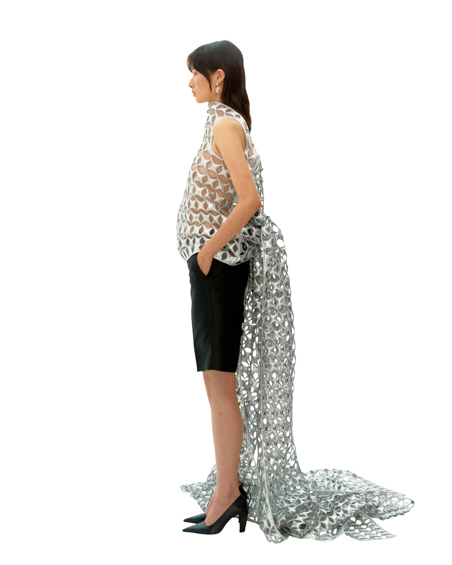 SILVER FALLING STAR FLAG TOP