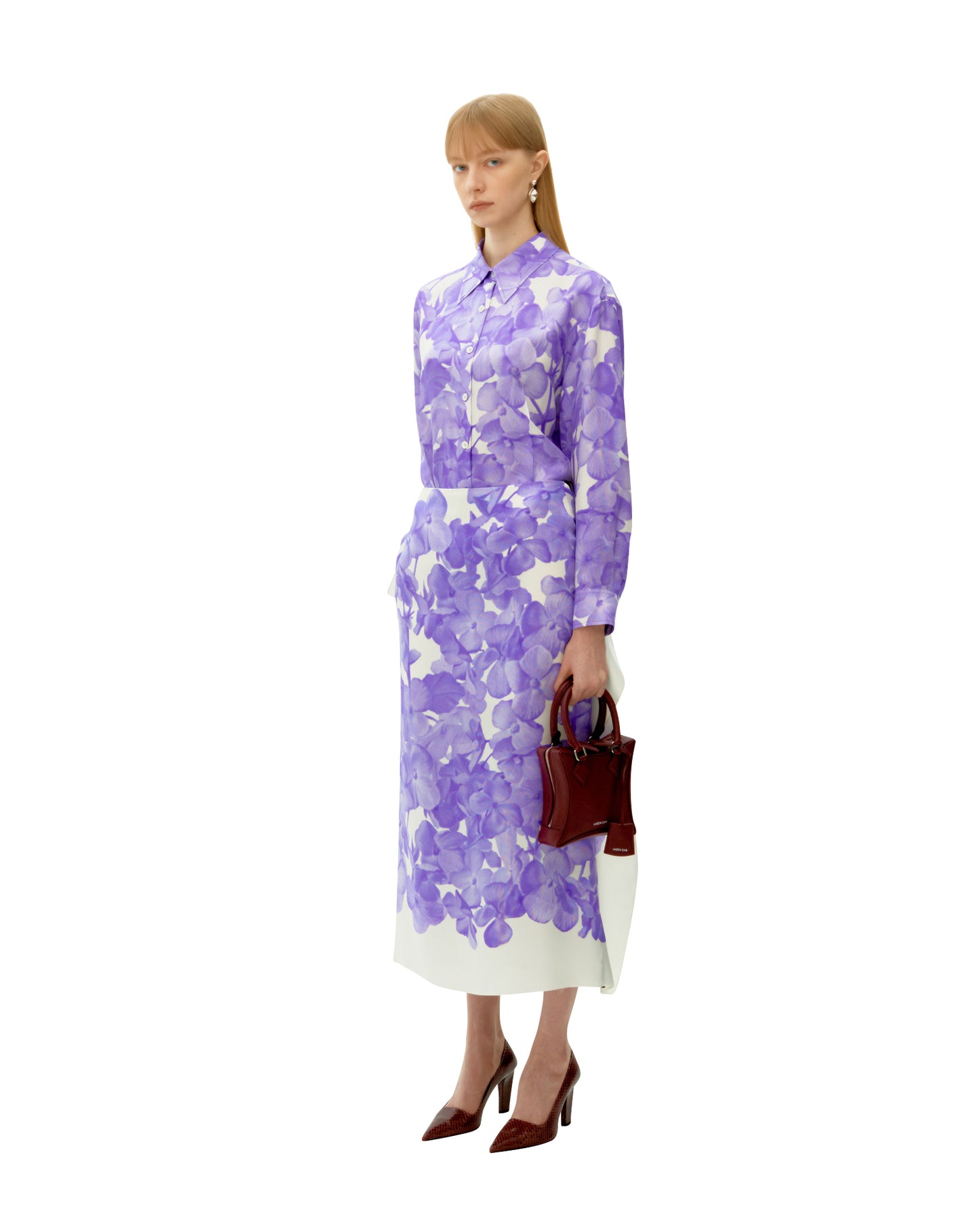 VIOLET BEGONIA PRINTED SILK SHIRT