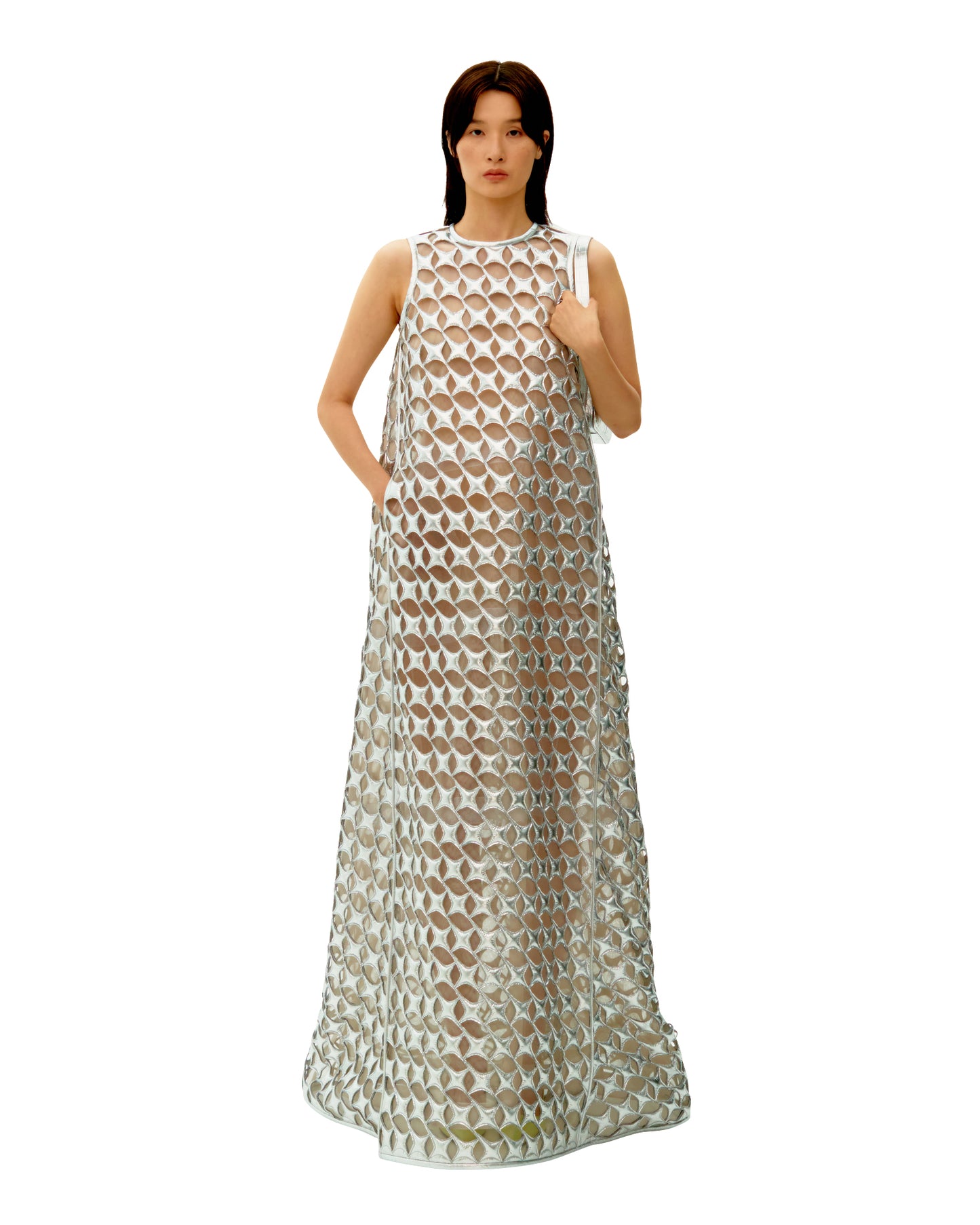 SILVER FALLING STAR BALL GOWN