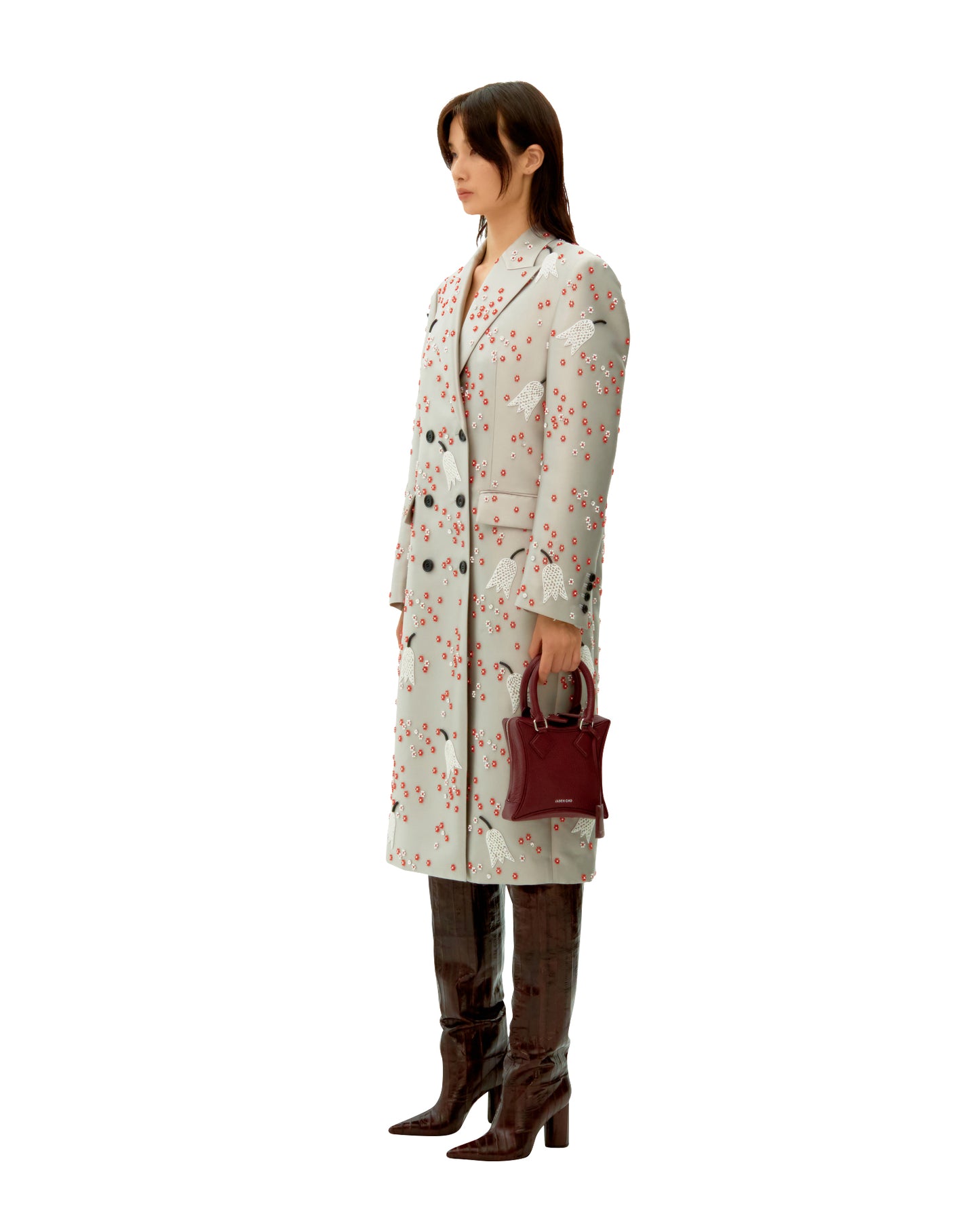 FRITILLARIA EMBROIDERED DOUBLE BREASTED COAT