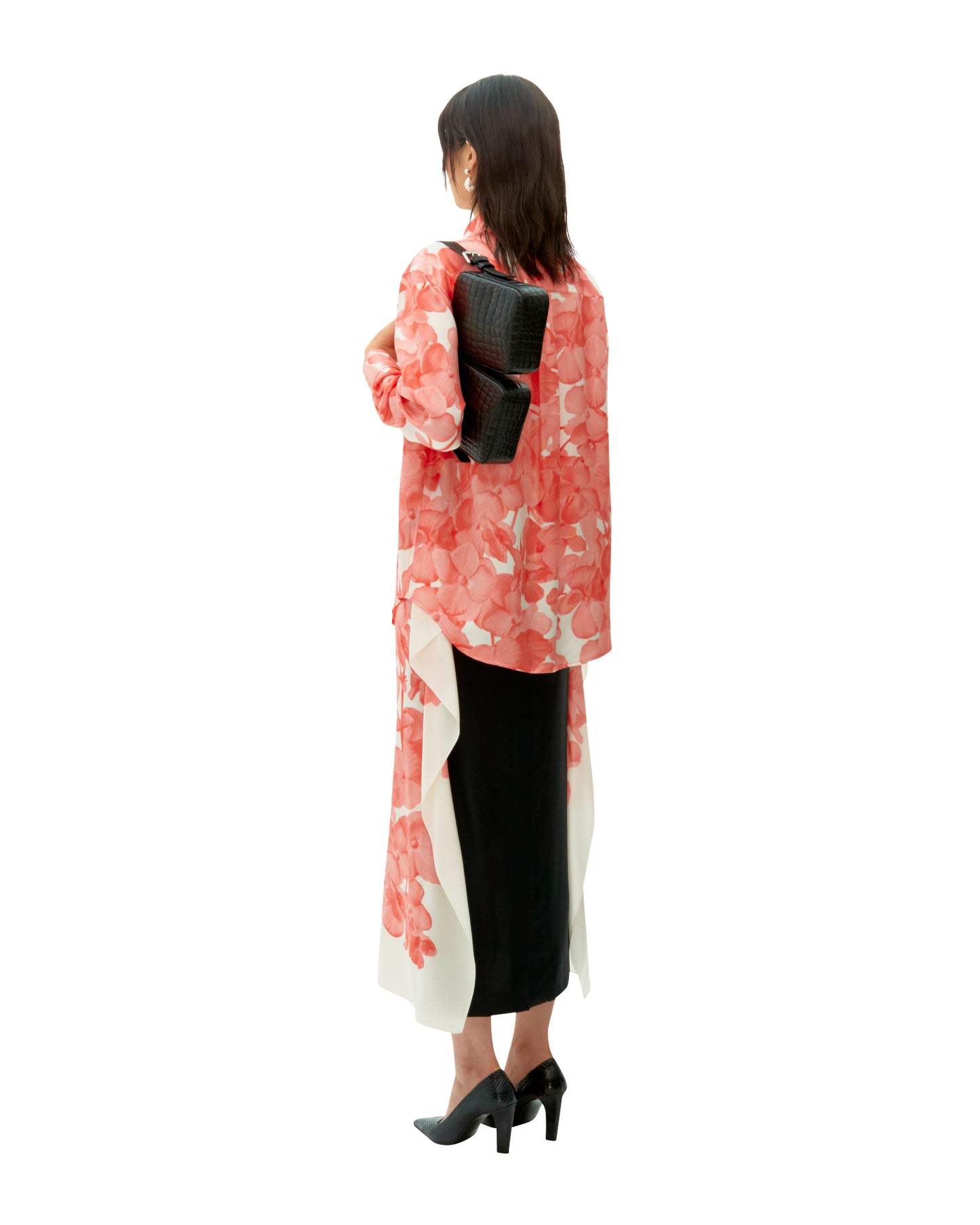 RED BEGONIA PRINTED SILK SHIRT