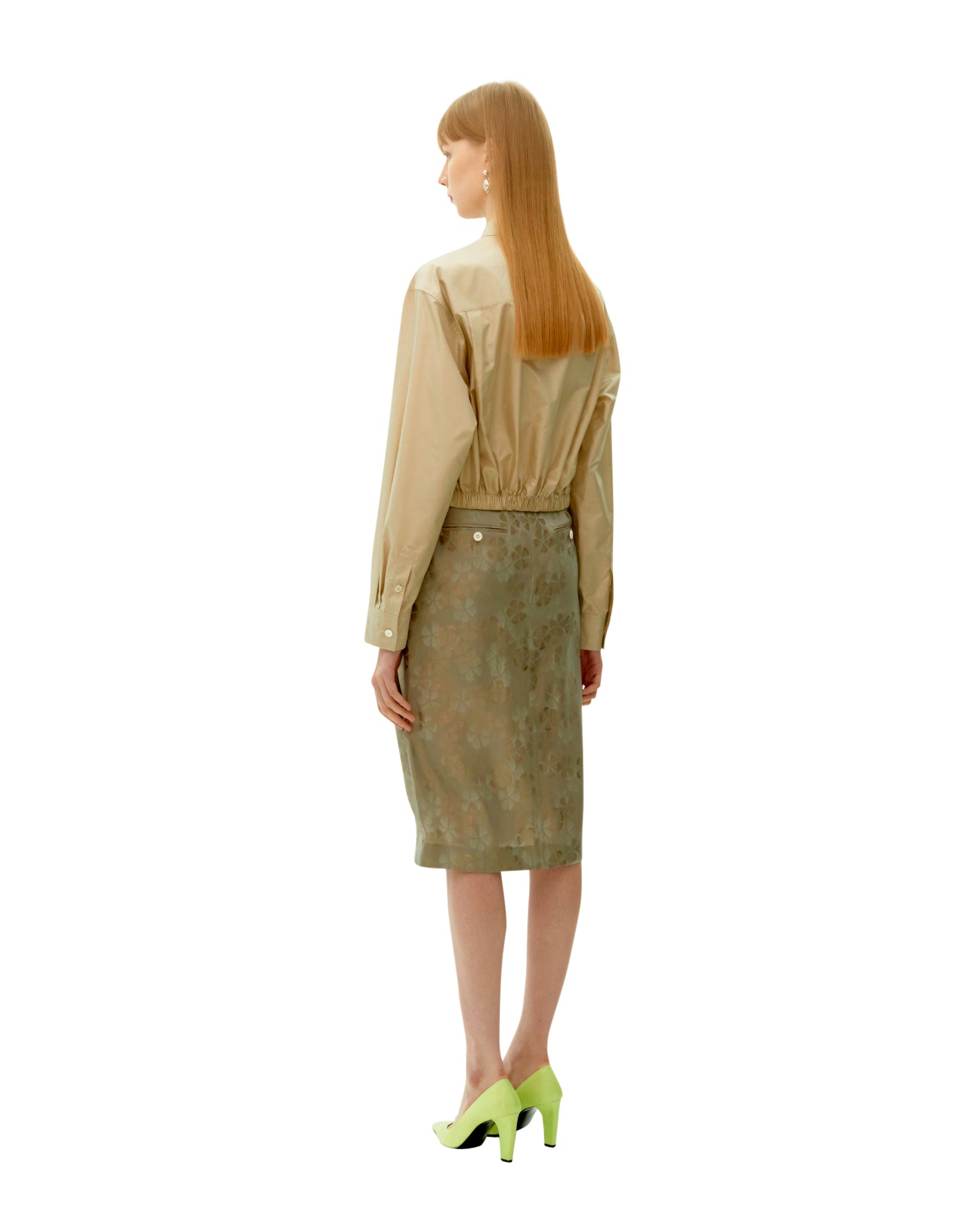BEIGE SILK BANDED SHIRT