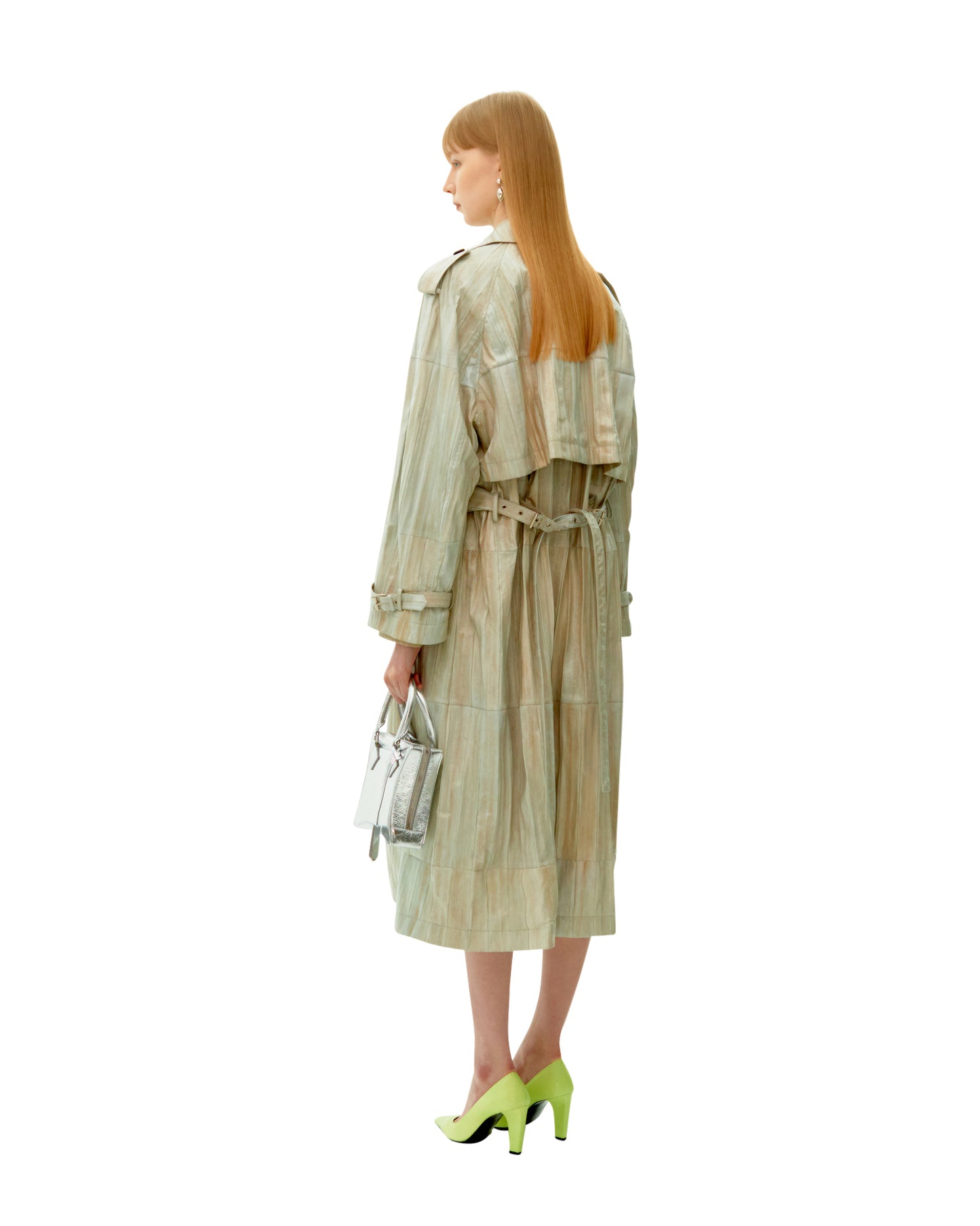 LIGHT BLUE EEL SKIN TRENCH COAT