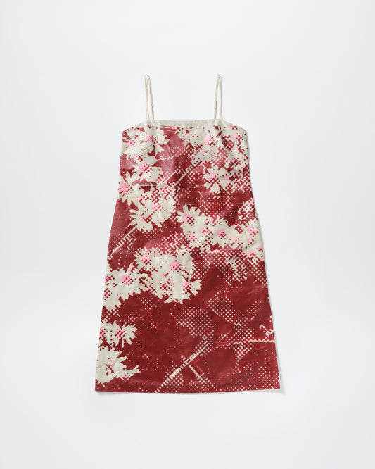 IVORY SCREEN PRINTING SLEEVELESS DRESS