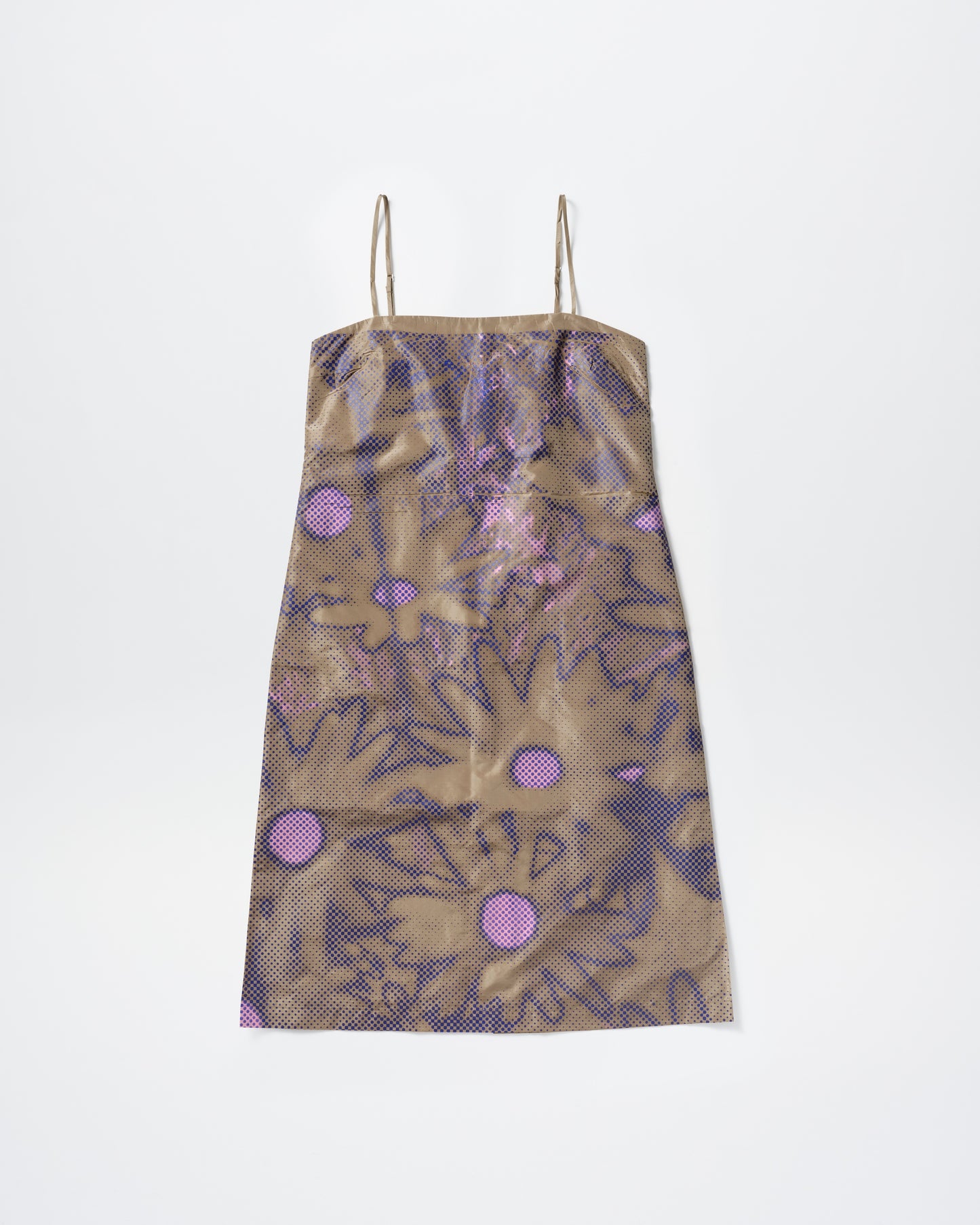 BROWN SCREEN PRINTING SLEEVELESS DRESS