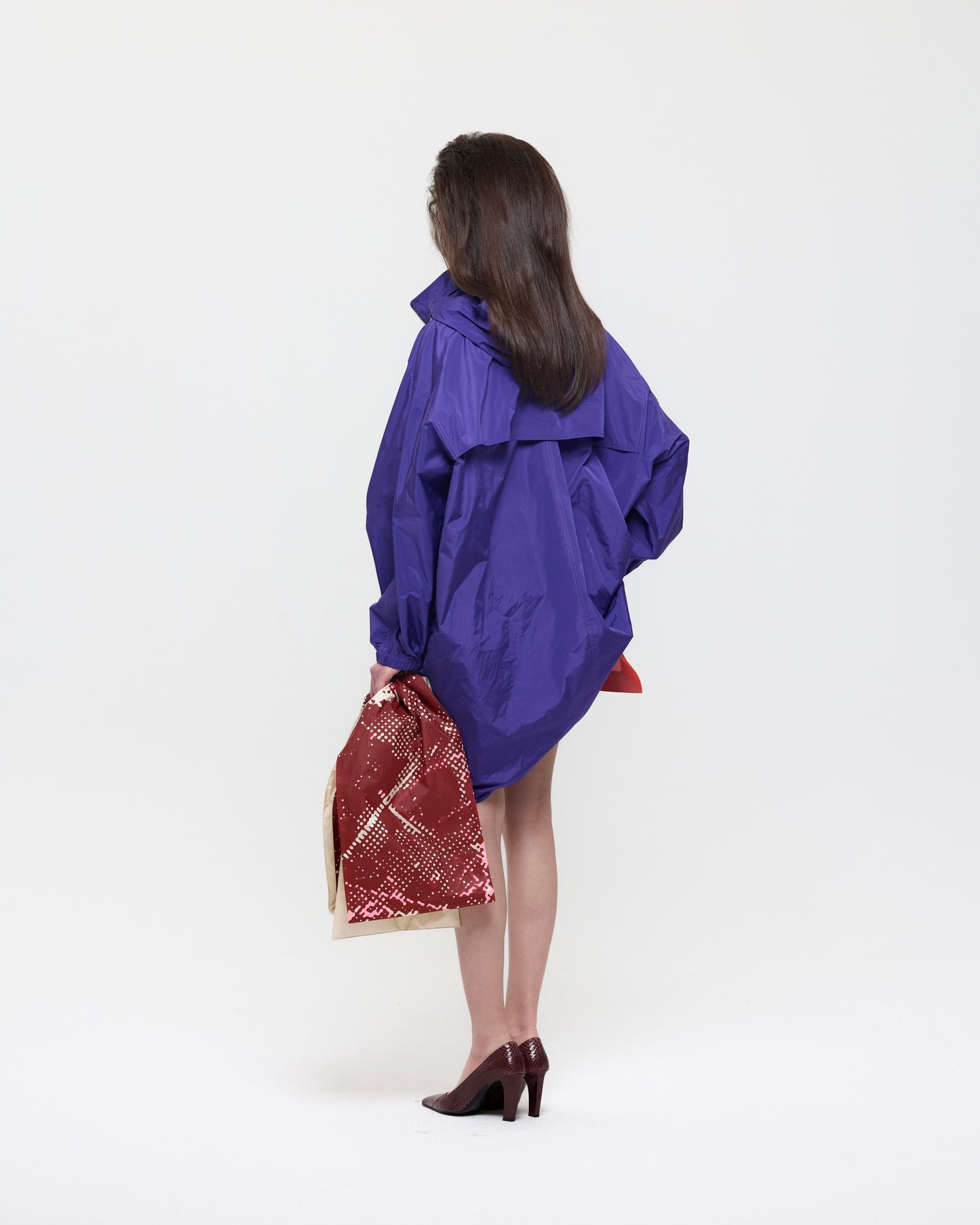 VIOLET NYLON HOODED DRESS PARKA