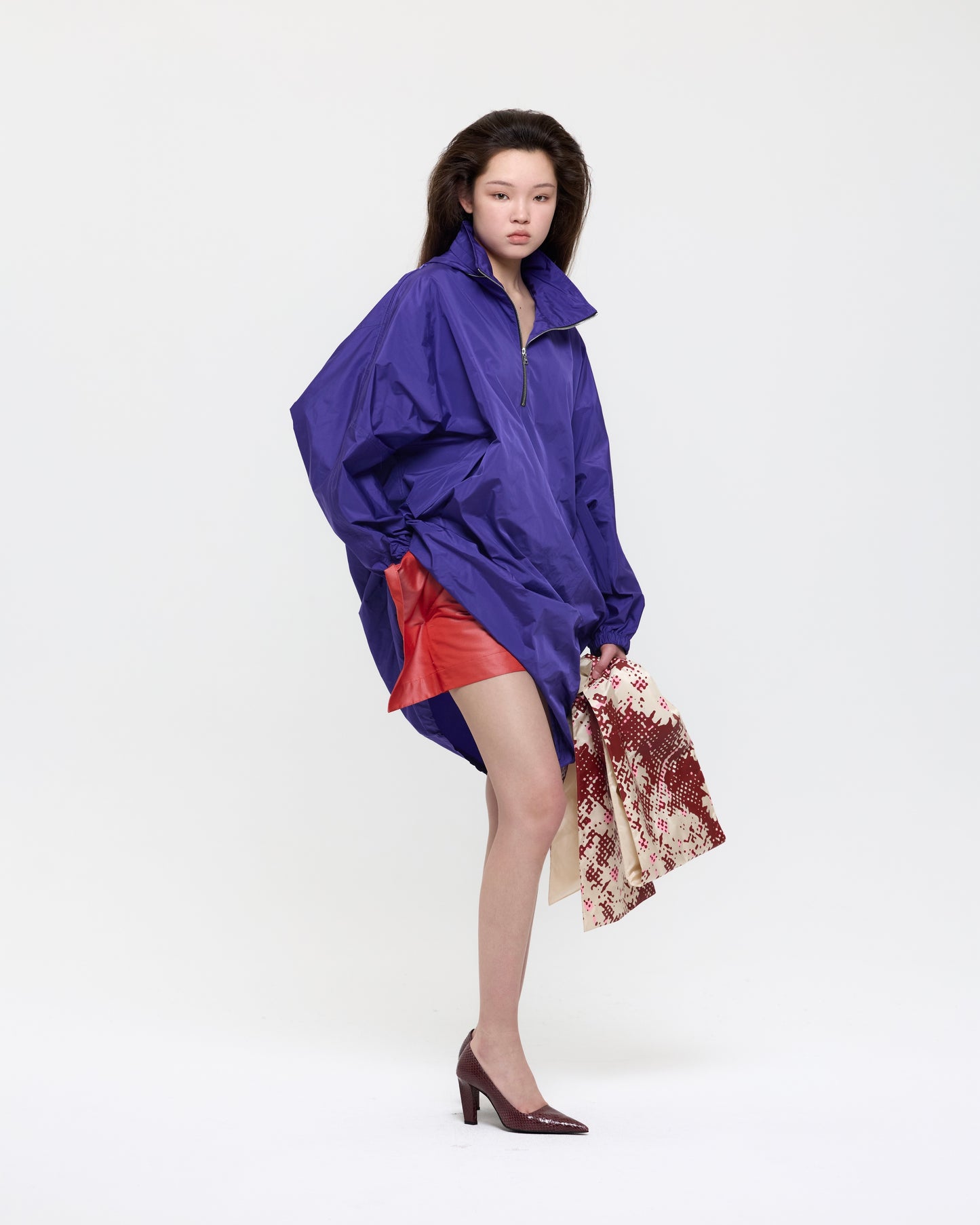 VIOLET NYLON HOODED DRESS PARKA