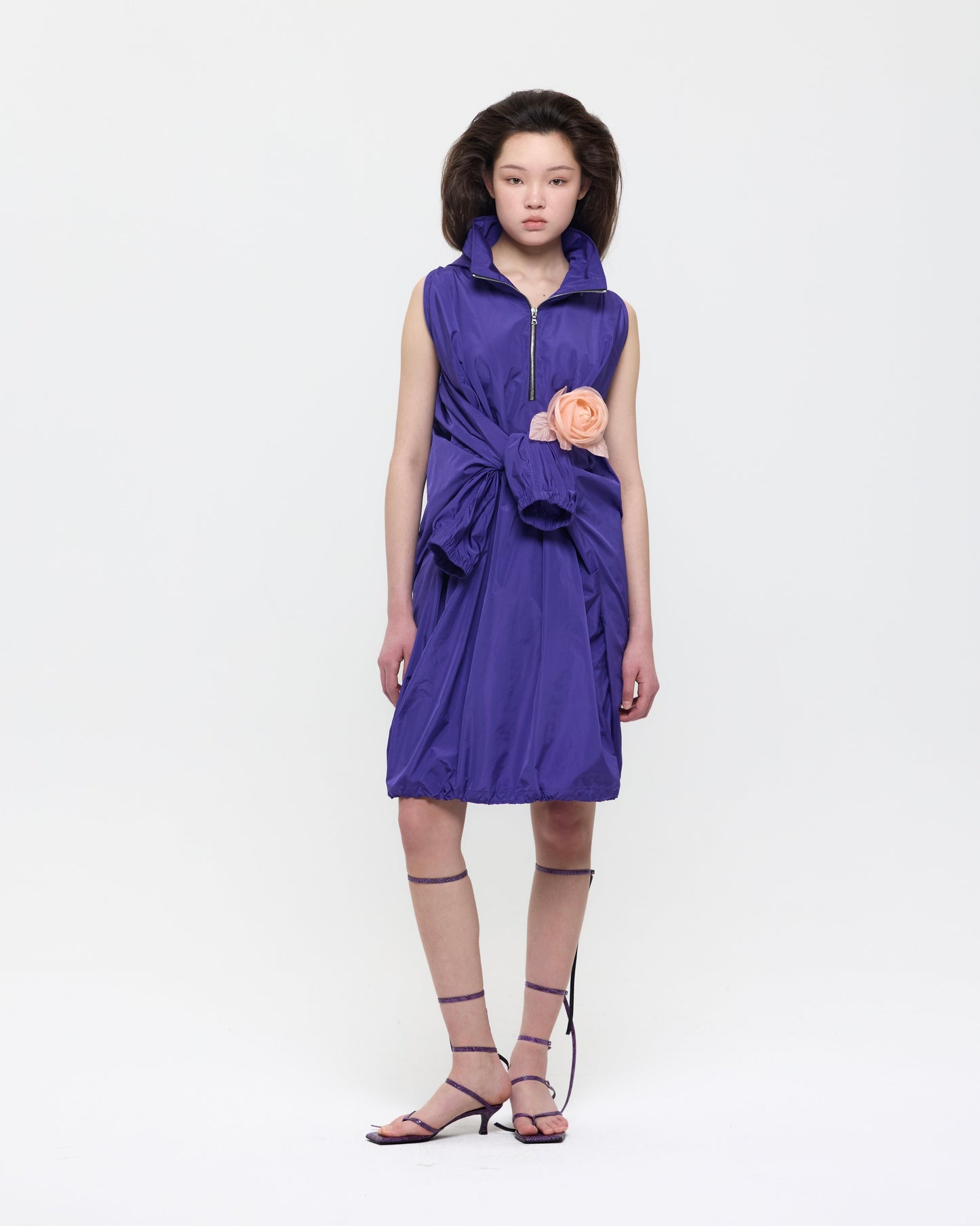 VIOLET NYLON HOODED DRESS PARKA