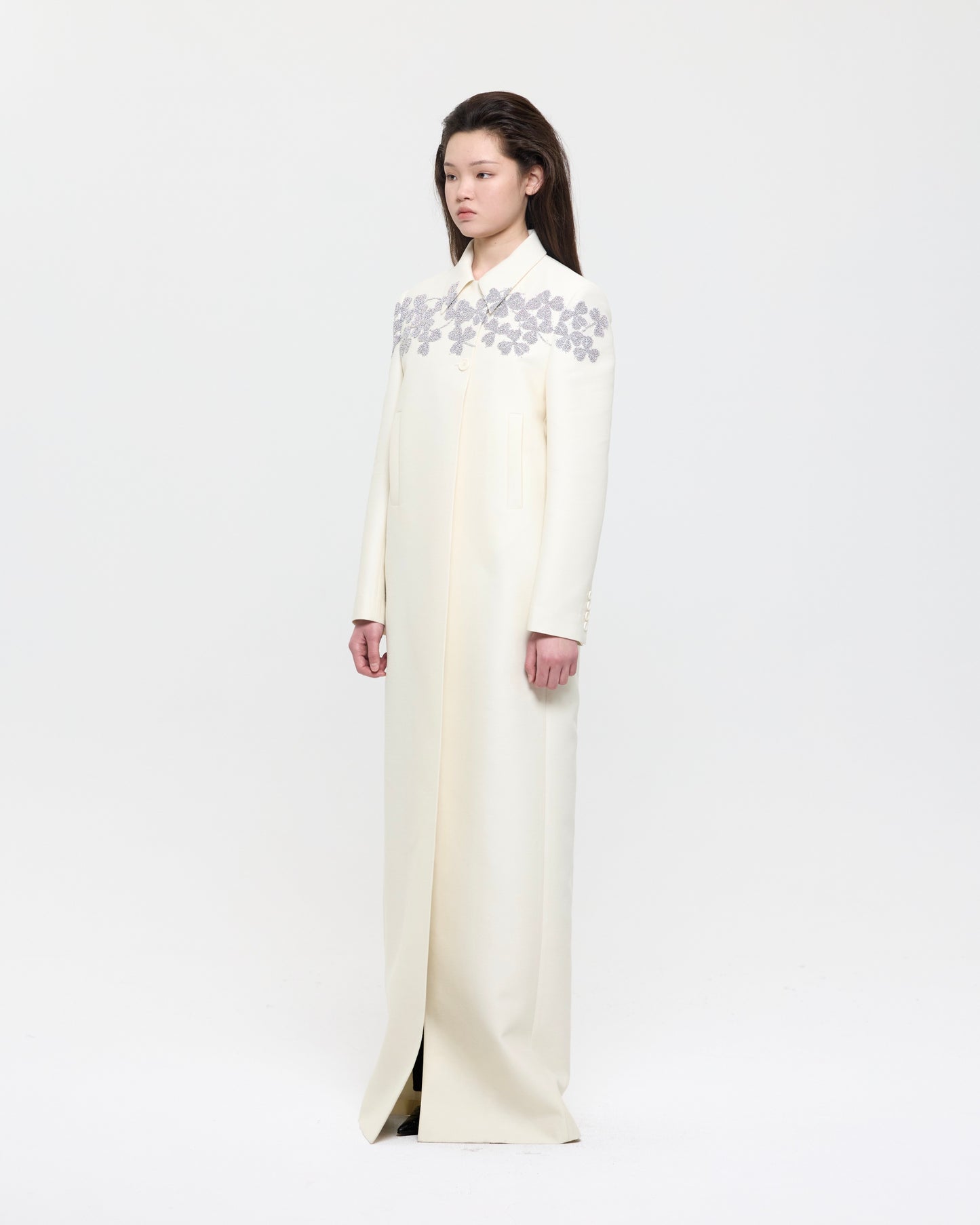 CLOVERS EMBROIDERED SINGLE BREASTED COAT