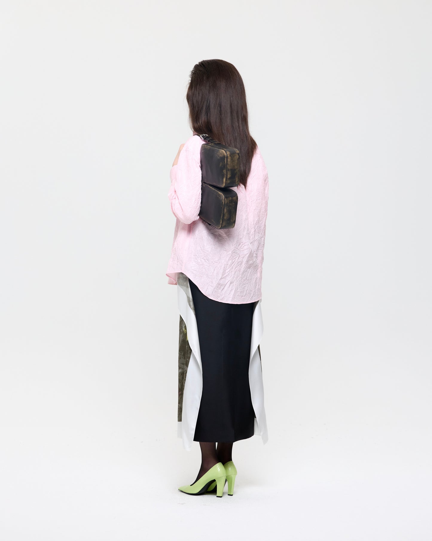 PINK CREASED SILK TAFFETA SHIRT
