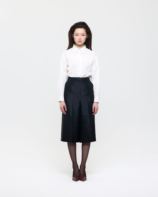 WHITE CREASED SILK TAFFETA SHIRT