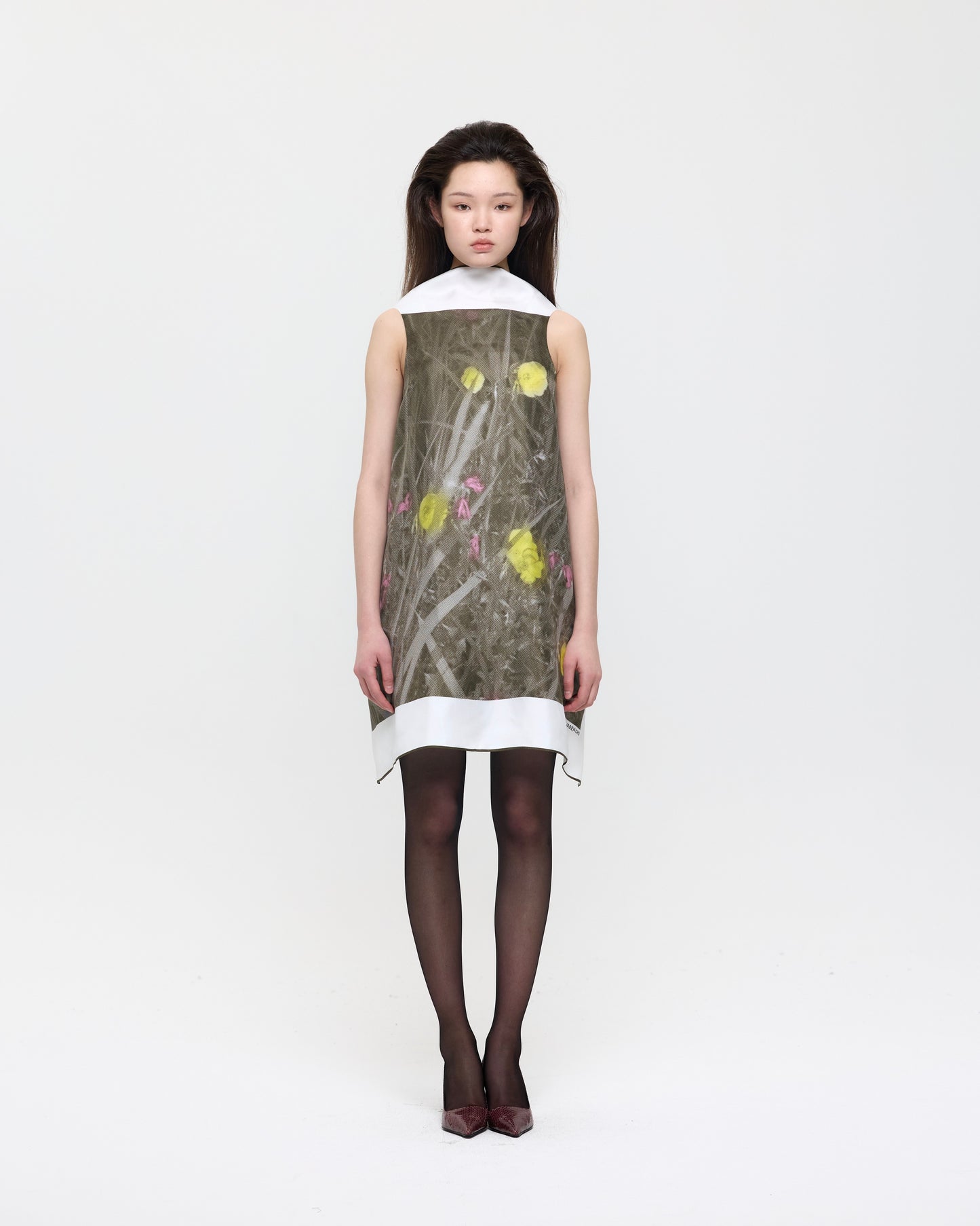 OLIVE GREEN EVENING PRIMROSE FLAG DRESS