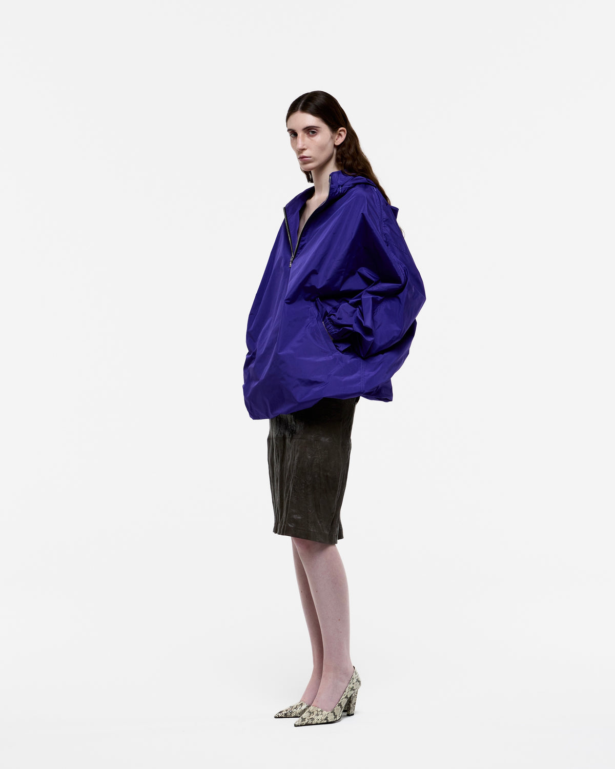 VIOLET NYLON HOODED DRESS PARKA
