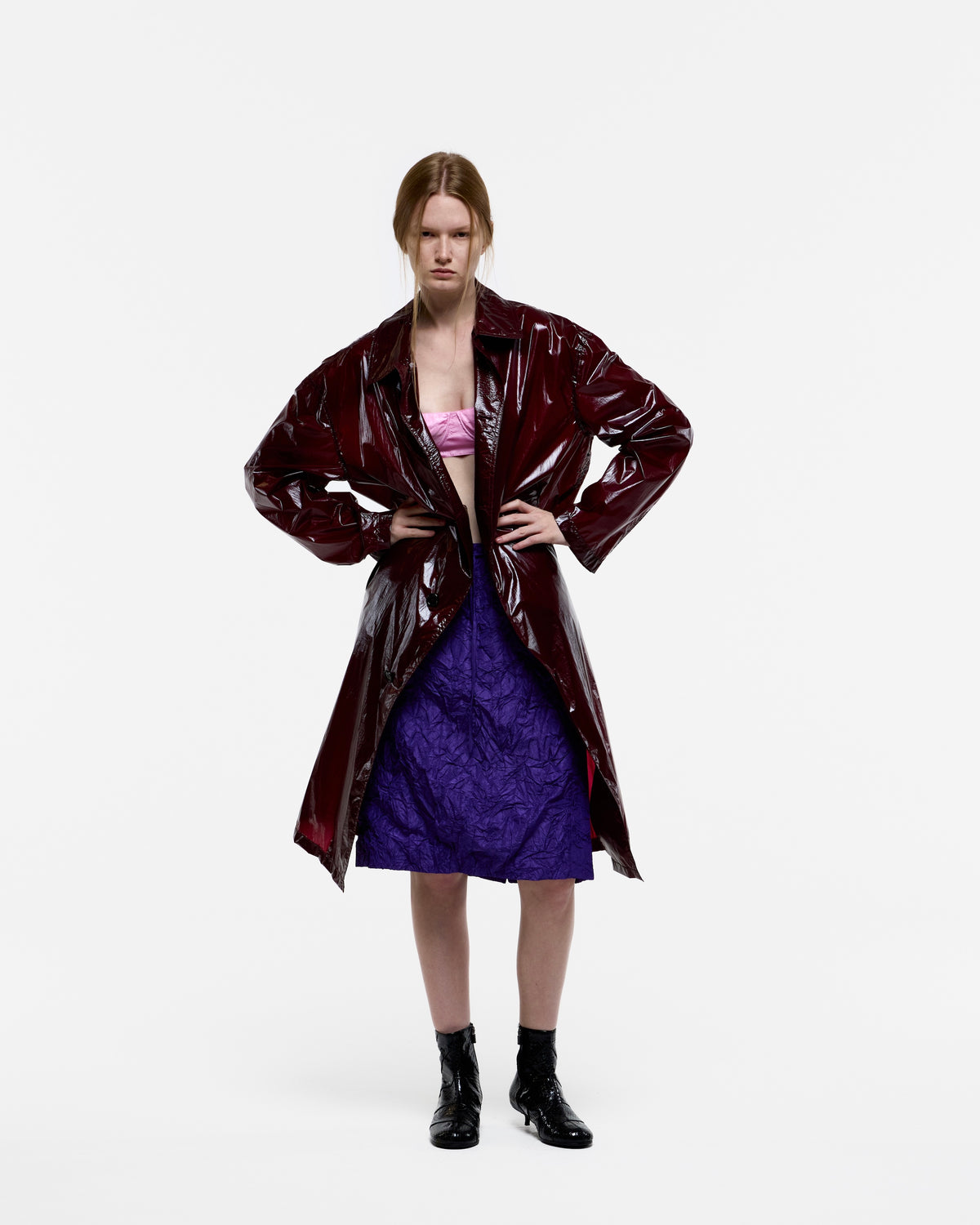 BURGUNDY NYLON COAT