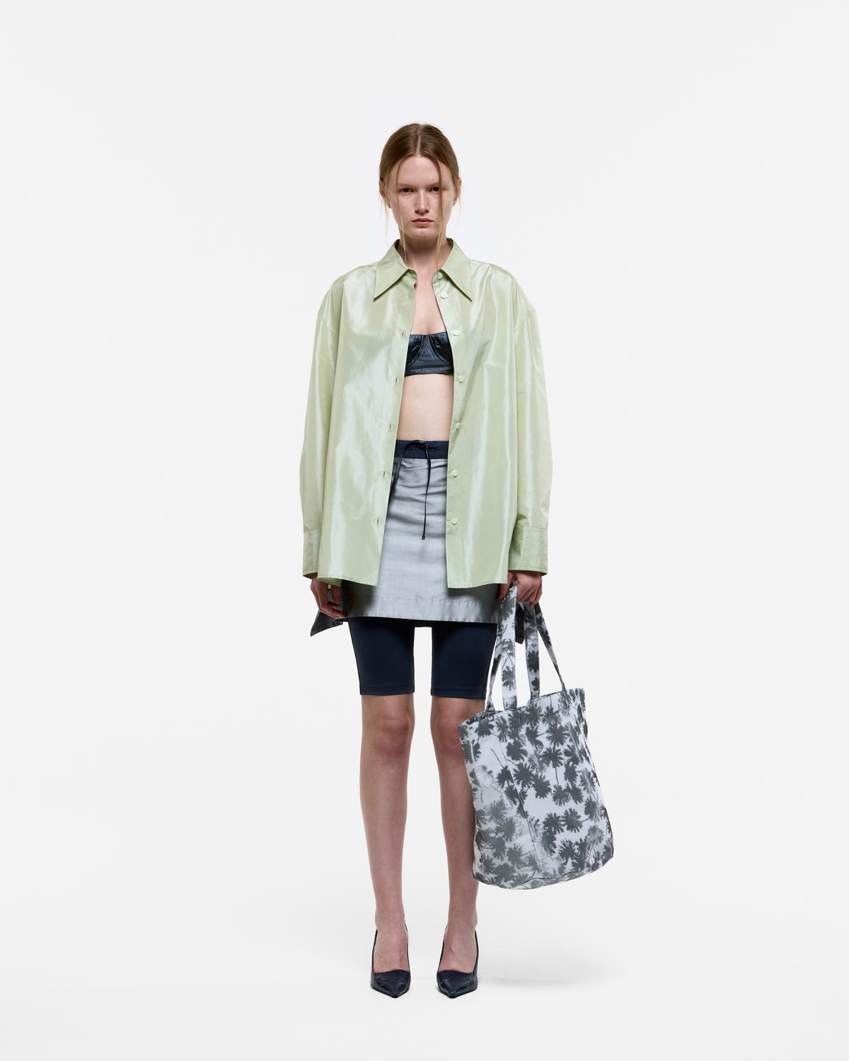 GRAY MINI FLAG SKIRT