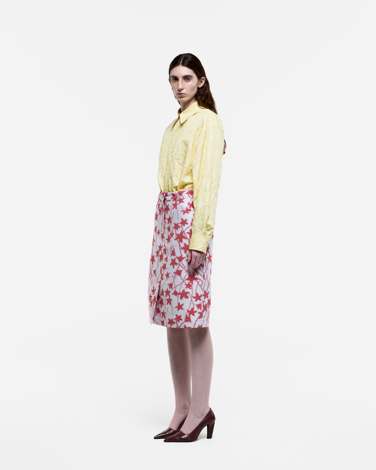 LEMON CREASED SILK TAFFETA SHIRT