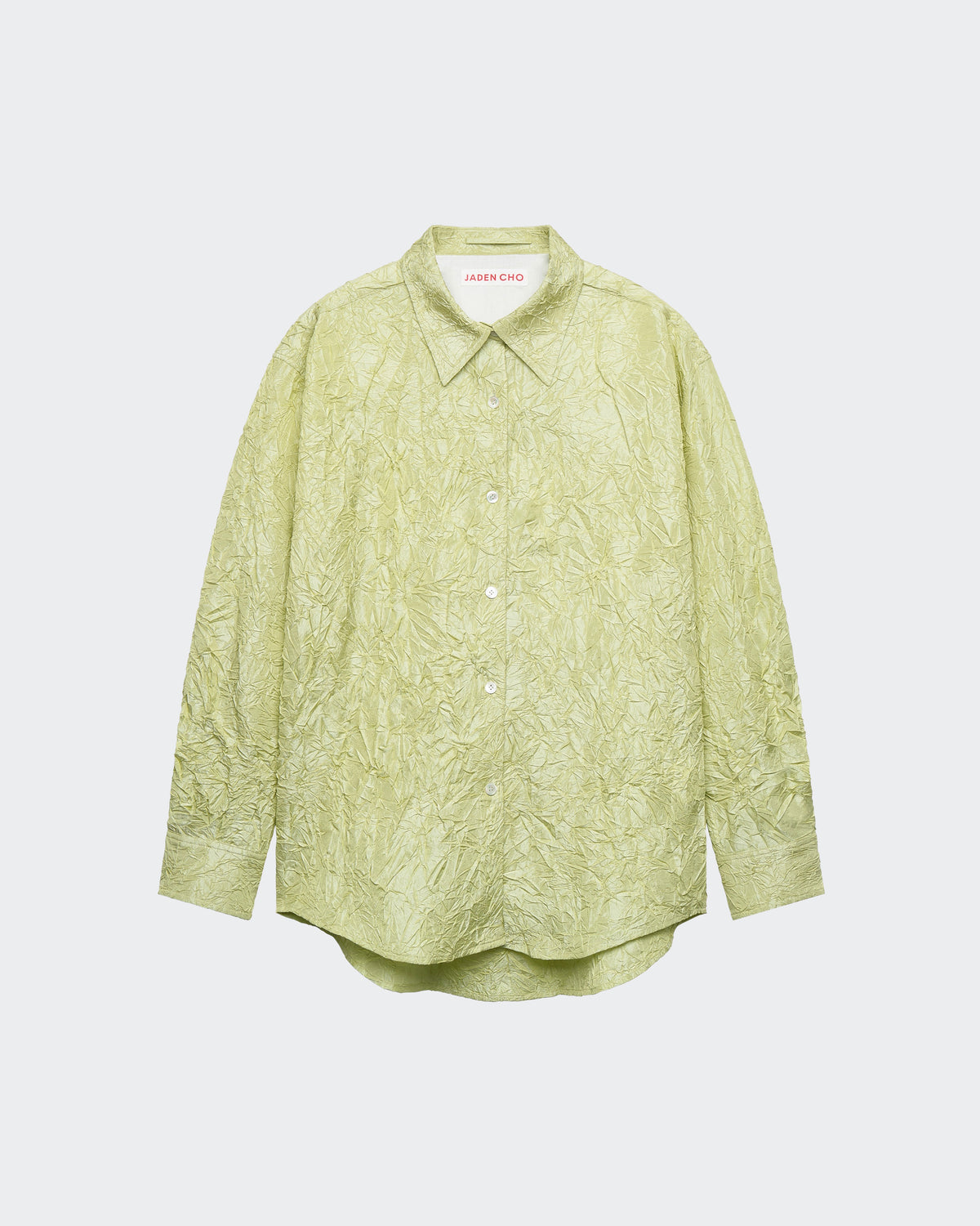 LIGHT GREEN CREASED SILK TAFFETA SHIRT