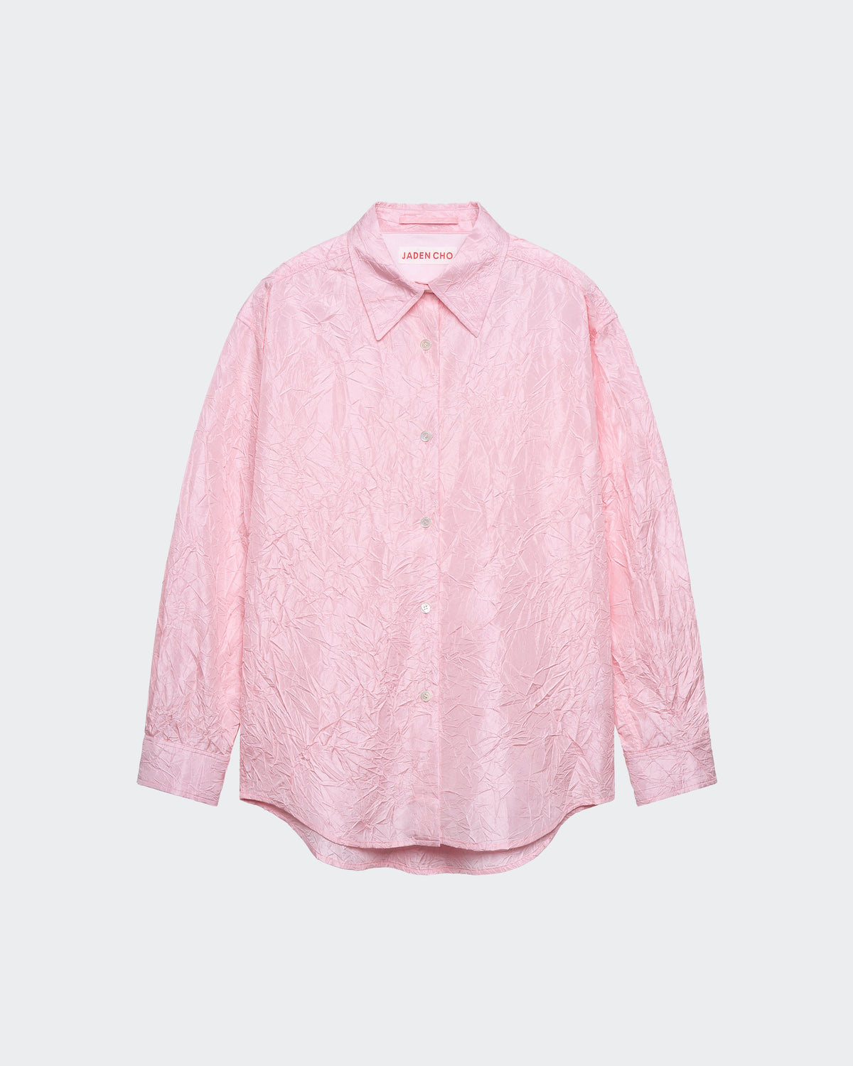 PINK CREASED SILK TAFFETA SHIRT