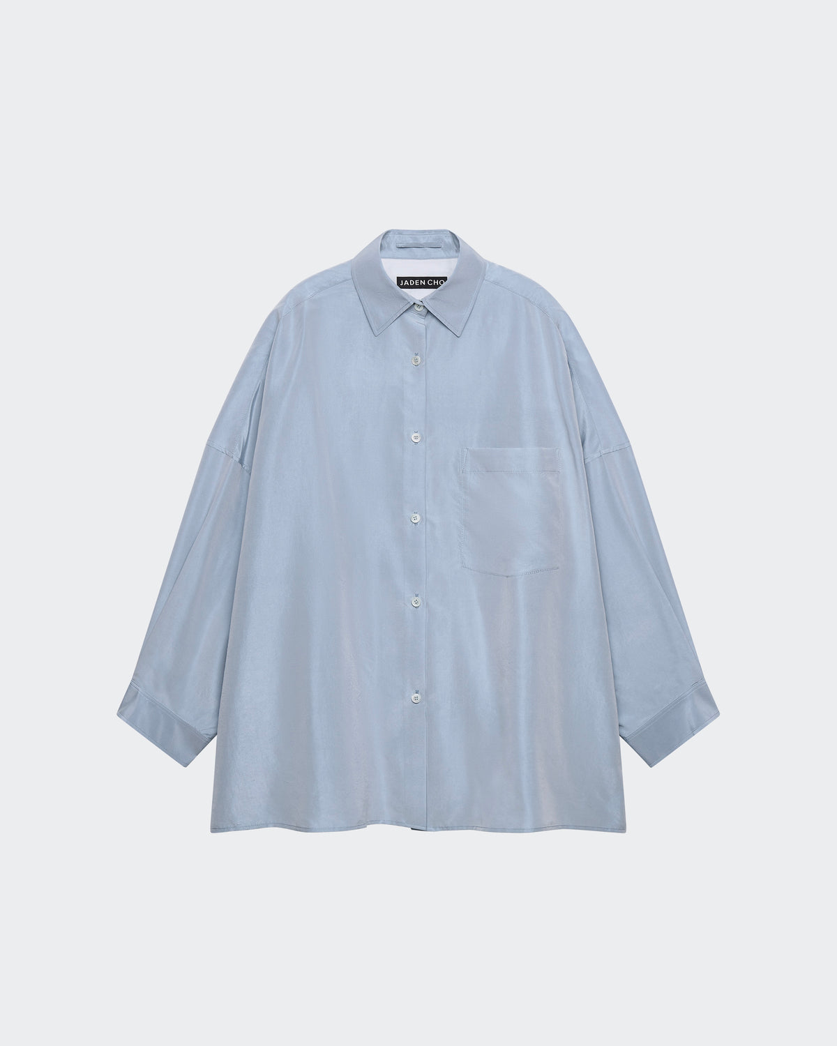 LIGHT BLUE OVERSIZED SILK SHIRT
