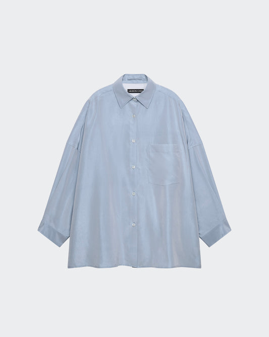 LIGHT BLUE OVERSIZED SILK SHIRT
