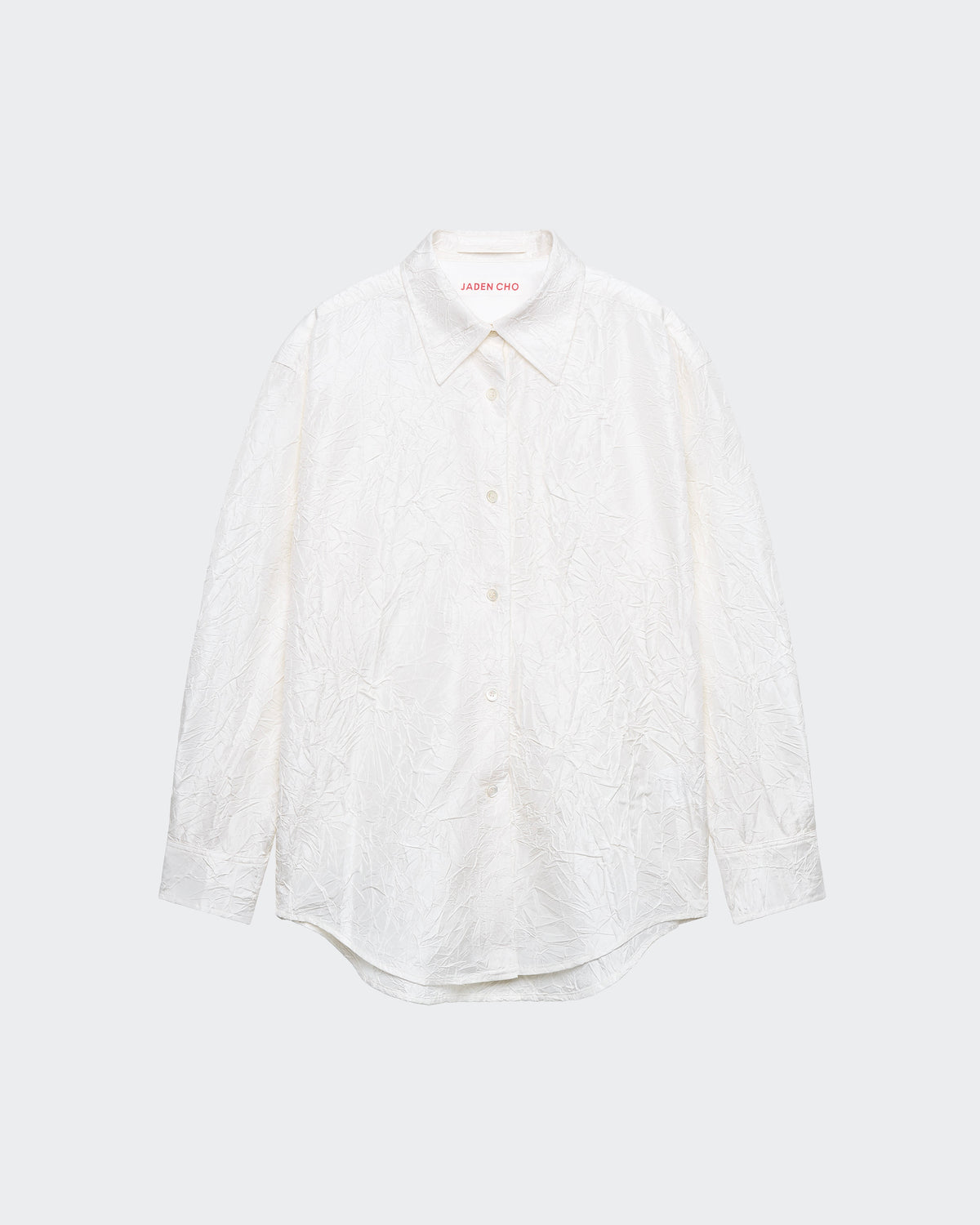 WHITE CREASED SILK TAFFETA SHIRT