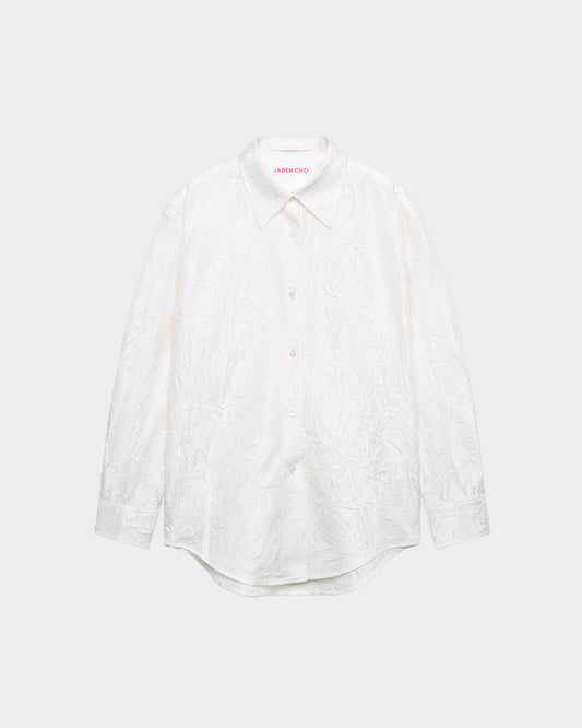 WHITE CREASED SILK TAFFETA SHIRT