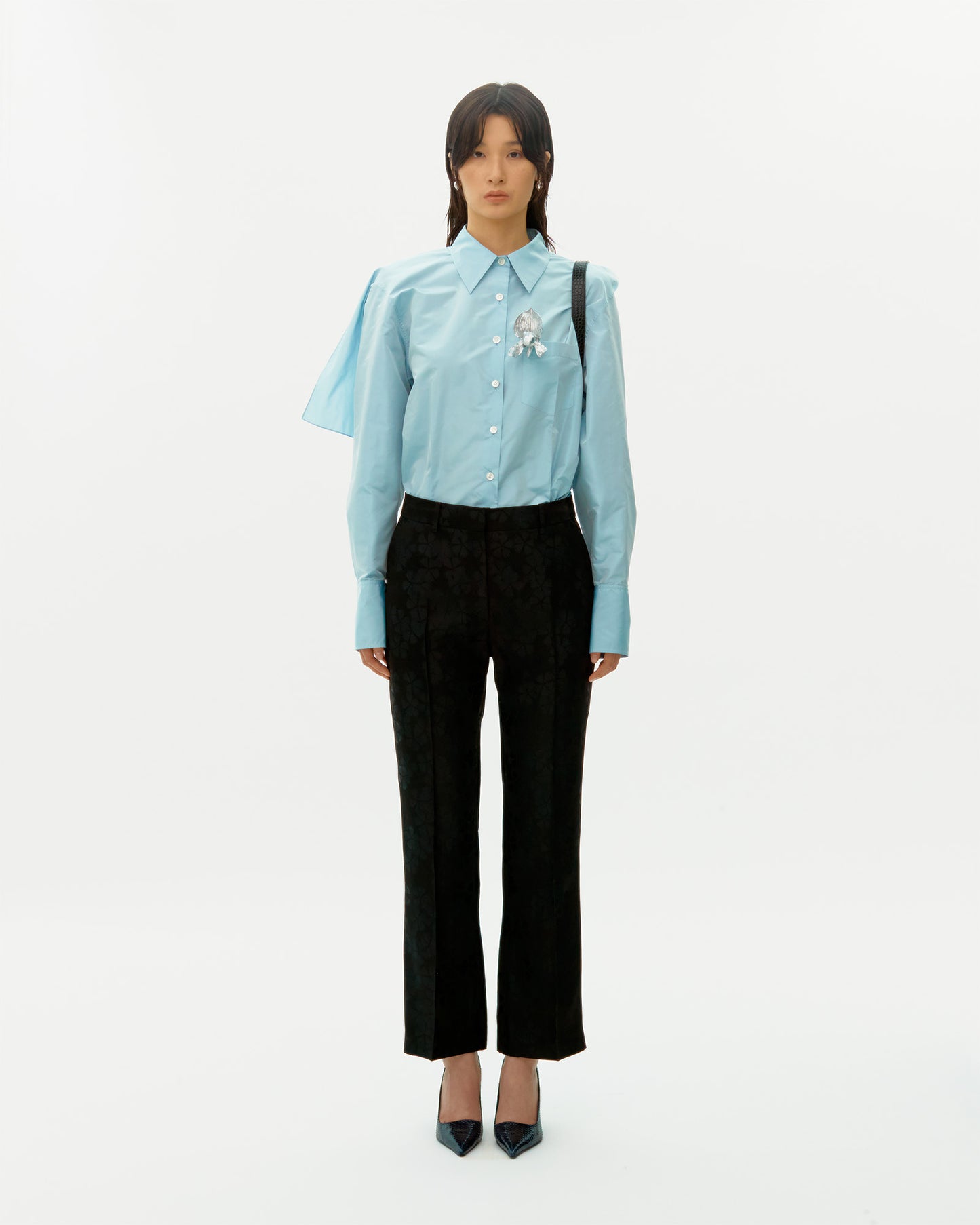 LIGHT BLUE SILK FLAG SHIRT