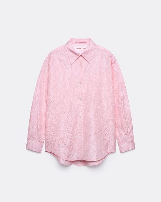 PINK CREASED SILK TAFFETA SHIRT