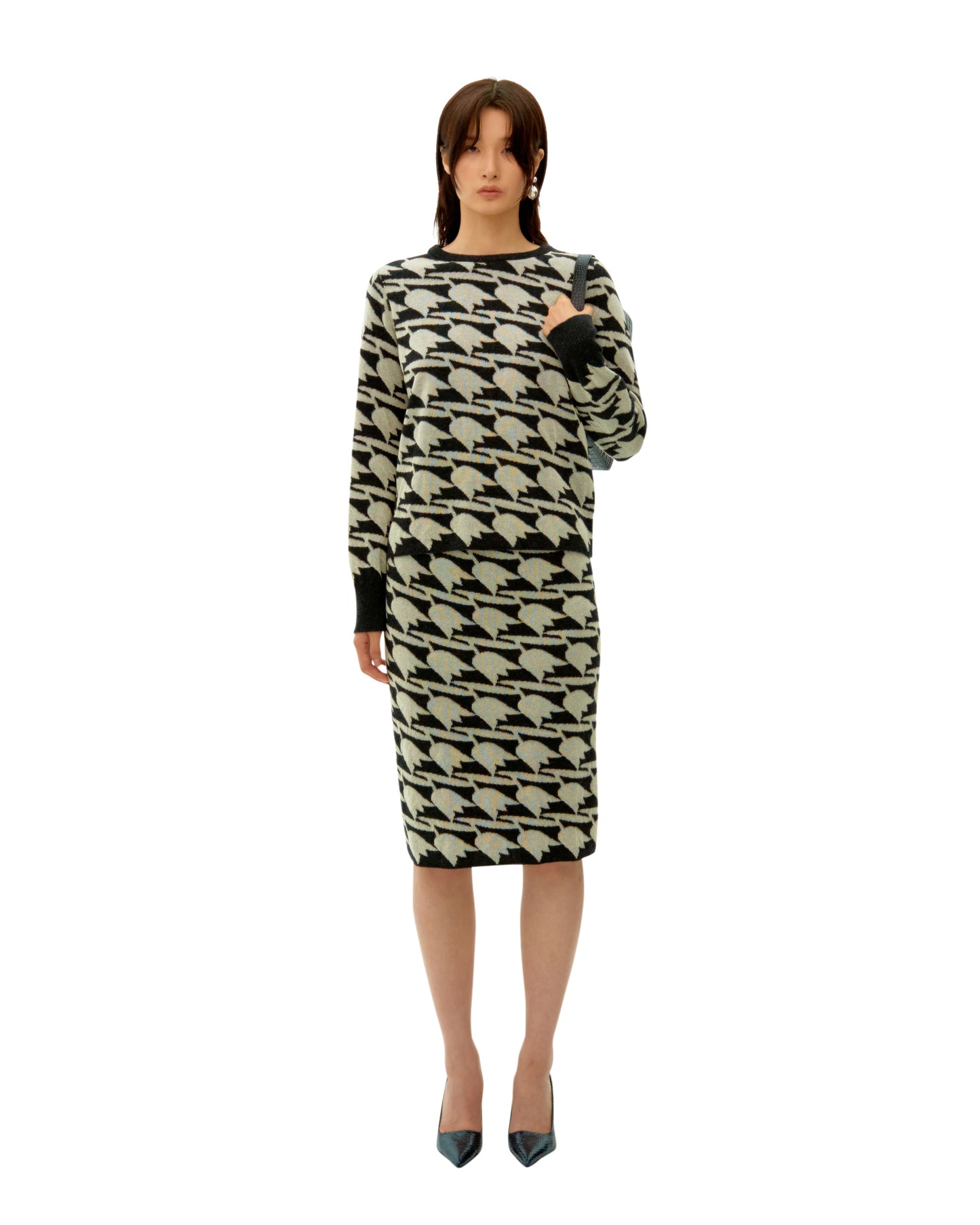 TULIP JACQUARD WOOL SKIRT