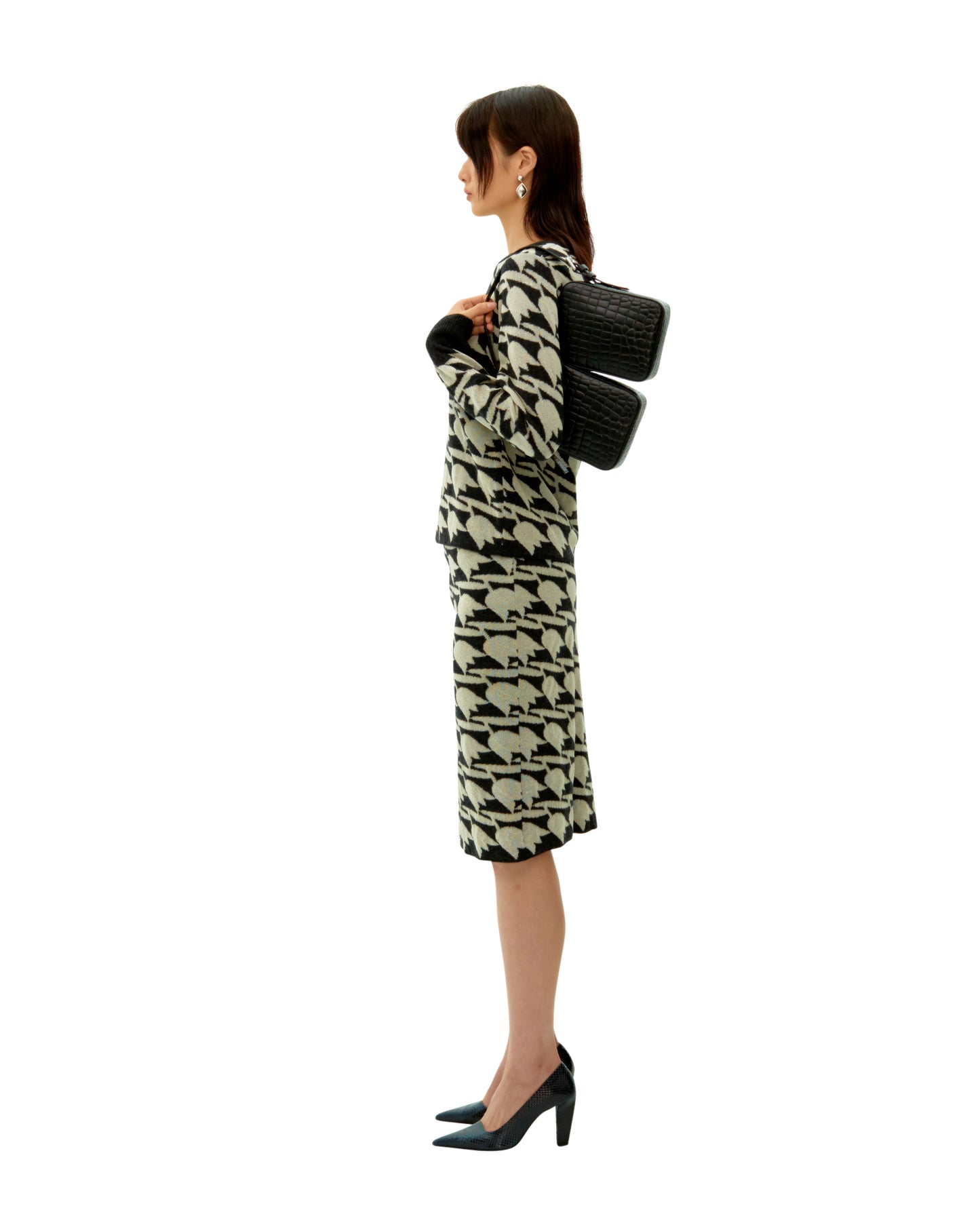 TULIP JACQUARD WOOL SKIRT