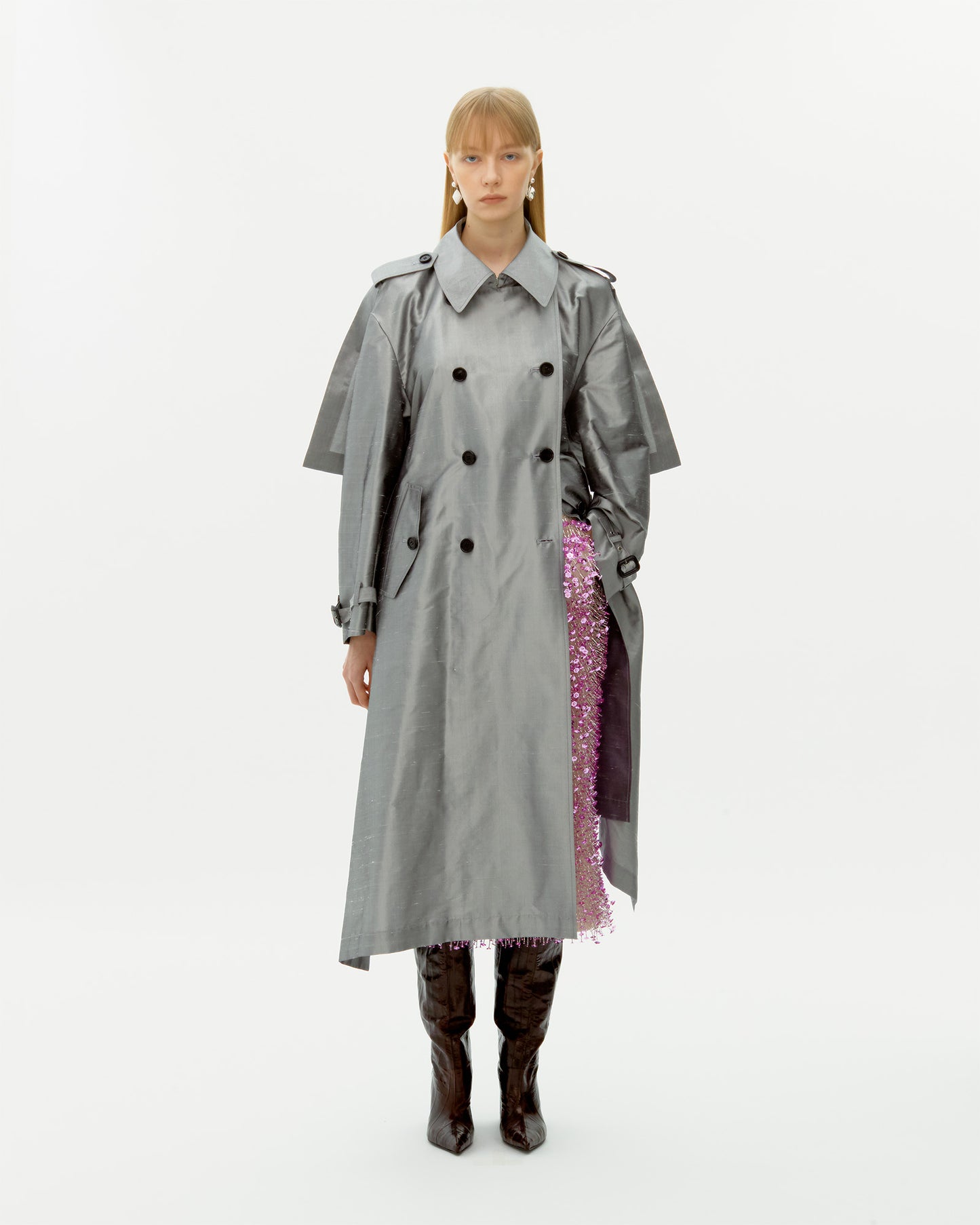 SILVER FLAG SILK COAT