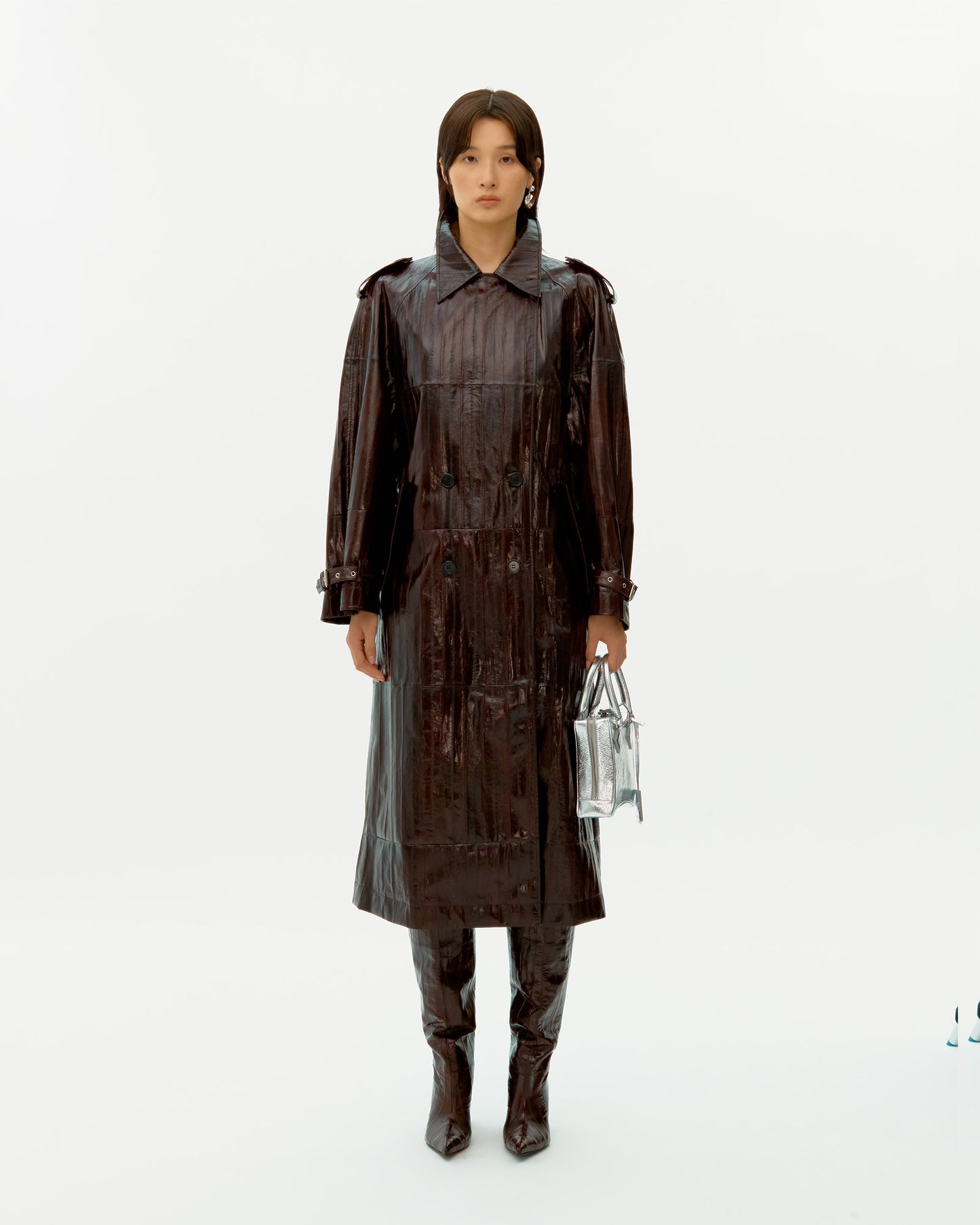 BROWN EEL SKIN TRENCH COAT