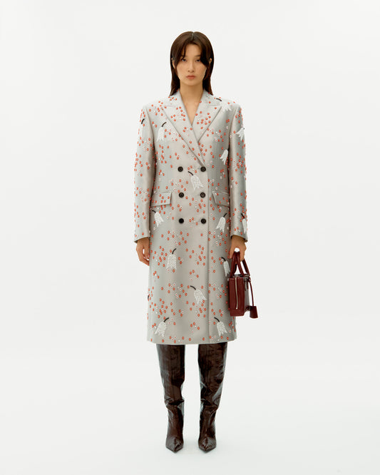 FRITILLARIA EMBROIDERED DOUBLE BREASTED COAT