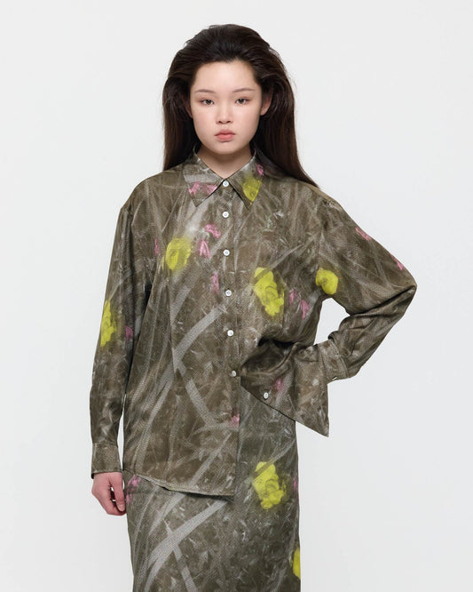 OLIVE GREEN EVENING PRIMROSE SHIRT