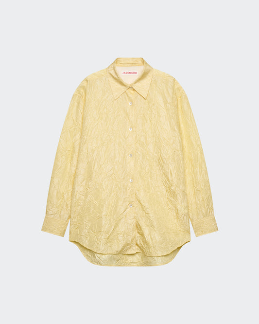 LEMON CREASED SILK TAFFETA SHIRT