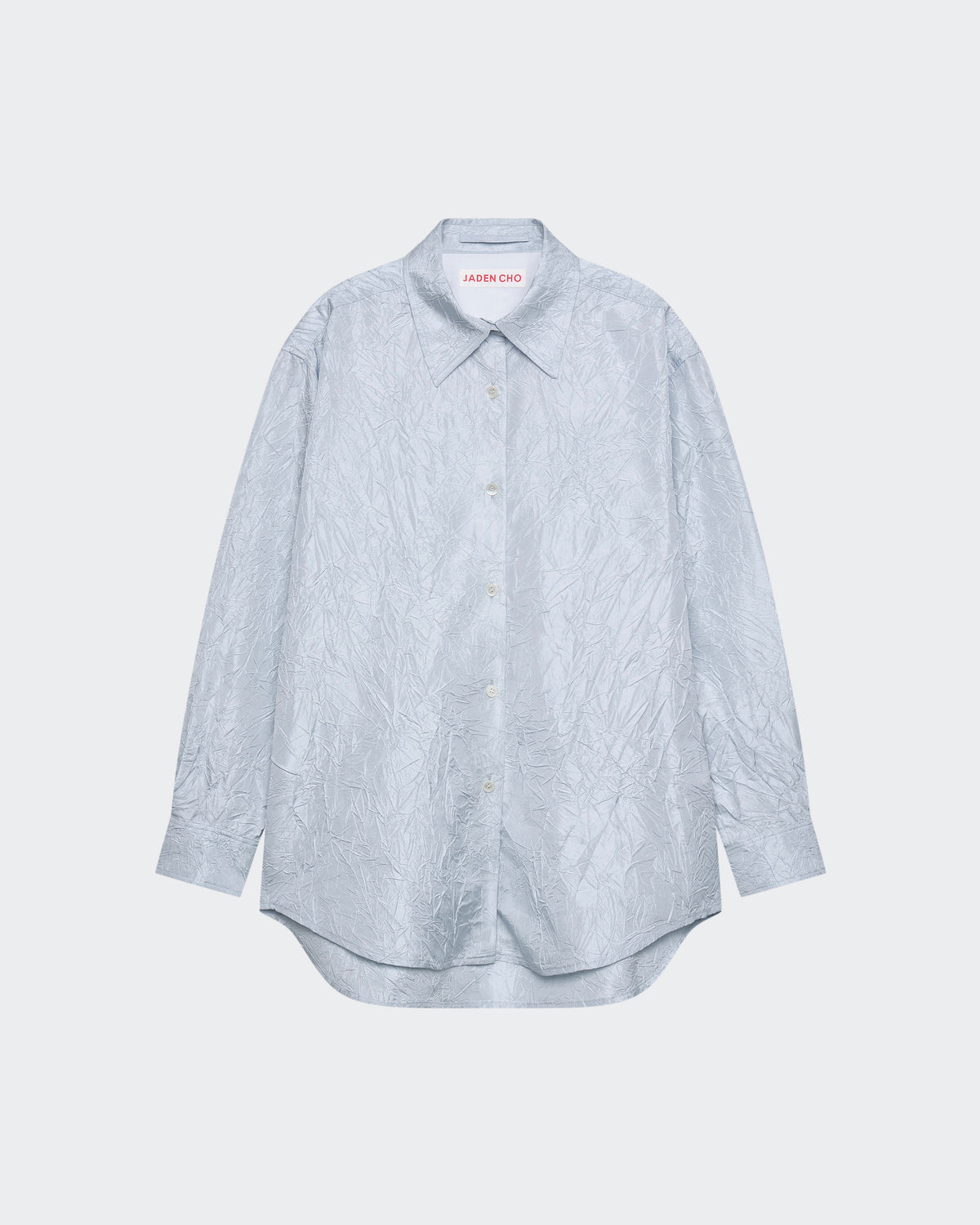 LIGHT BLUE CREASED SILK TAFFETA SHIRT