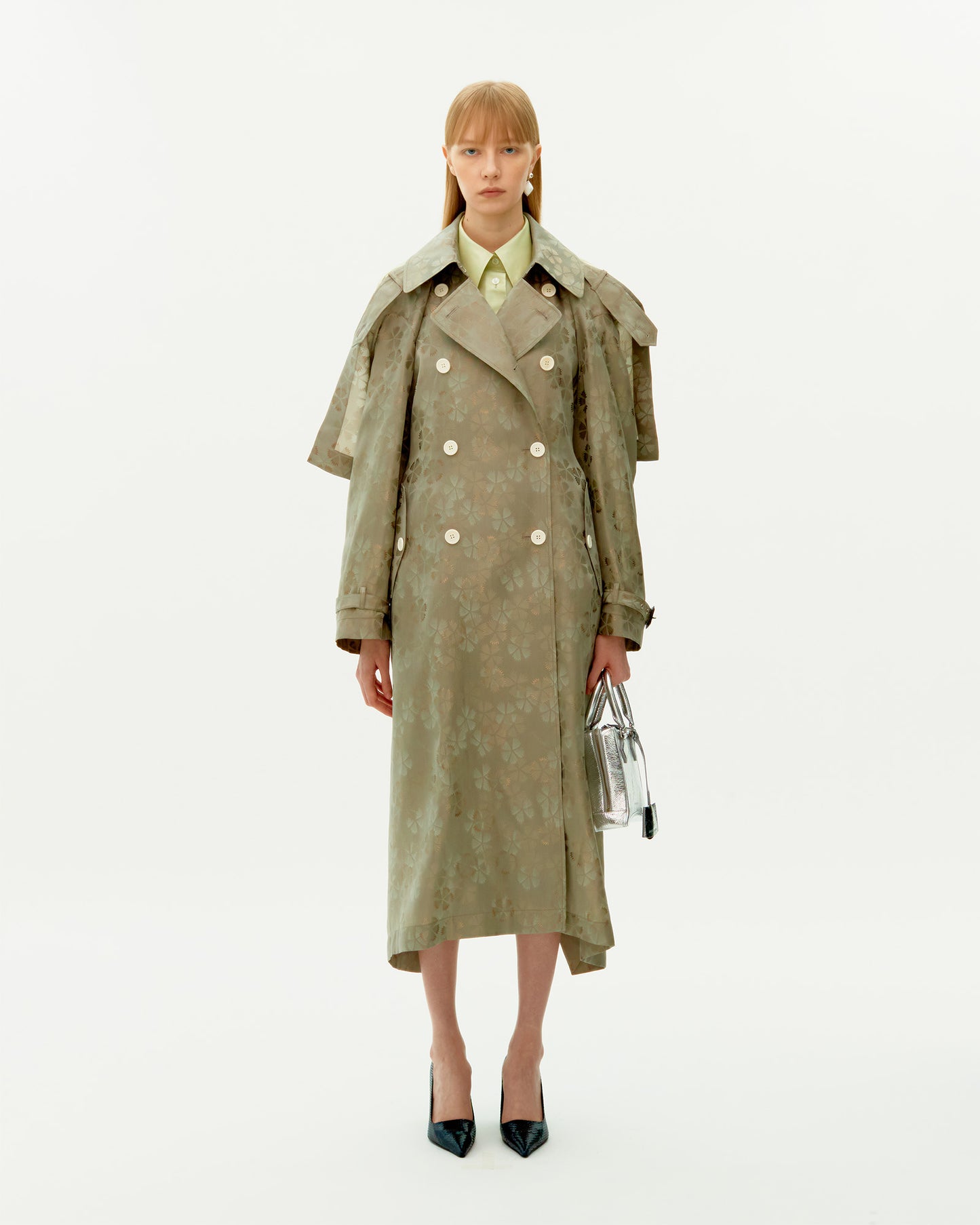 BEIGE JACQUARD FLAG COAT