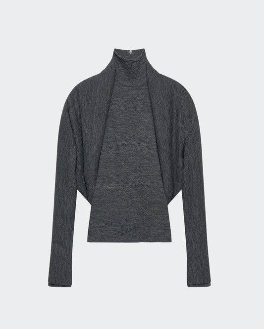 GRAY LAYERED WOOL KNIT SET