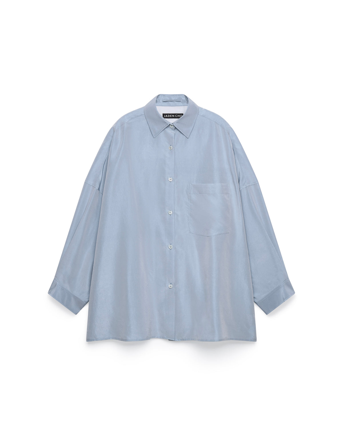 LIGHT BLUE OVERSIZED SILK SHIRT