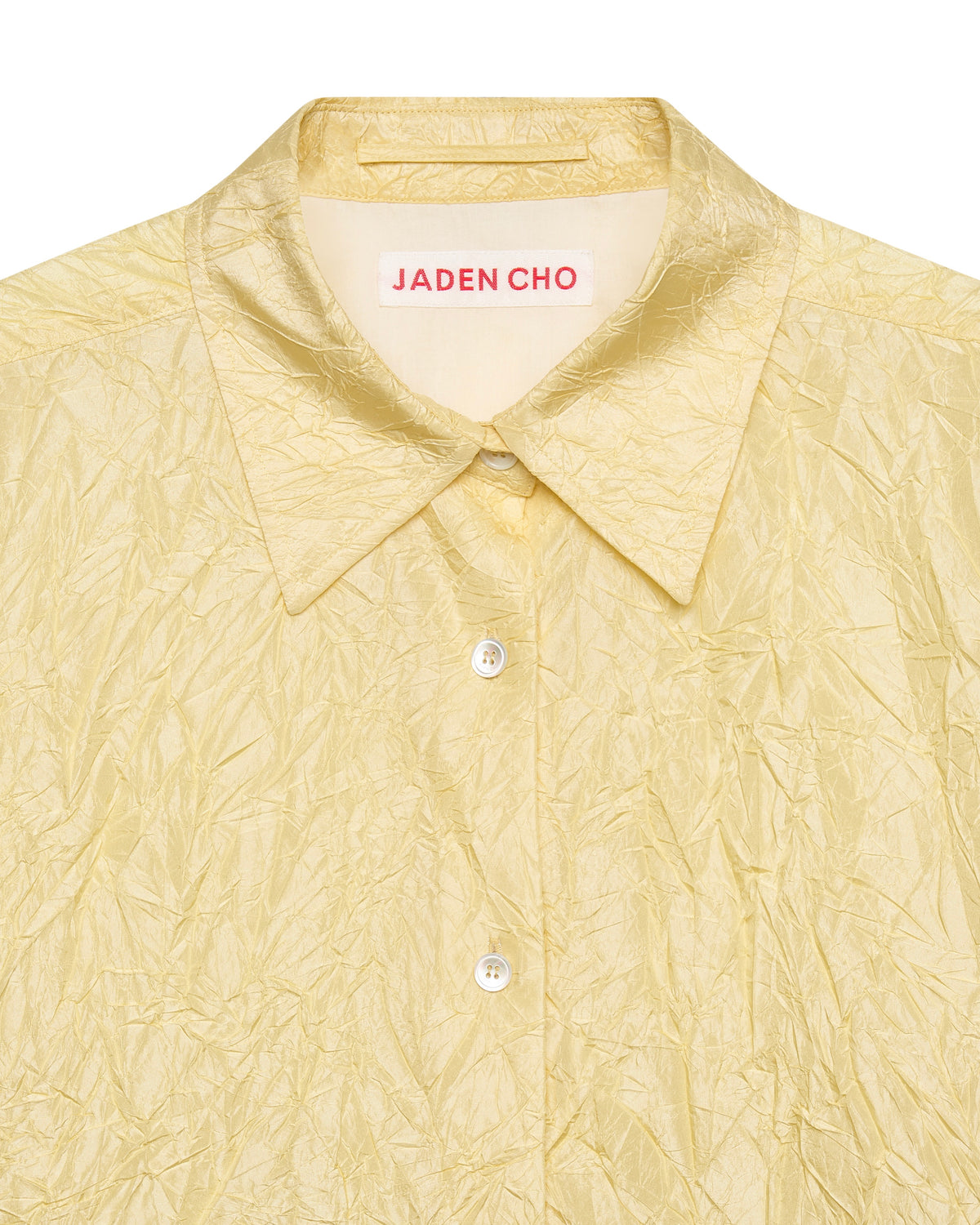 LIGHT GREEN CREASED SILK TAFFETA SHIRT