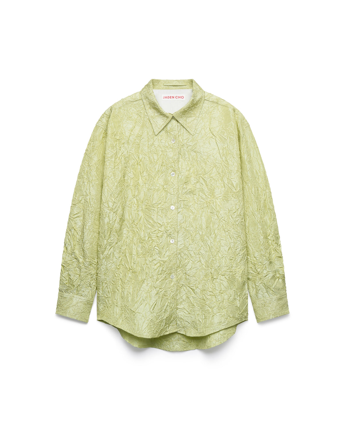 LIGHT GREEN CREASED SILK TAFFETA SHIRT
